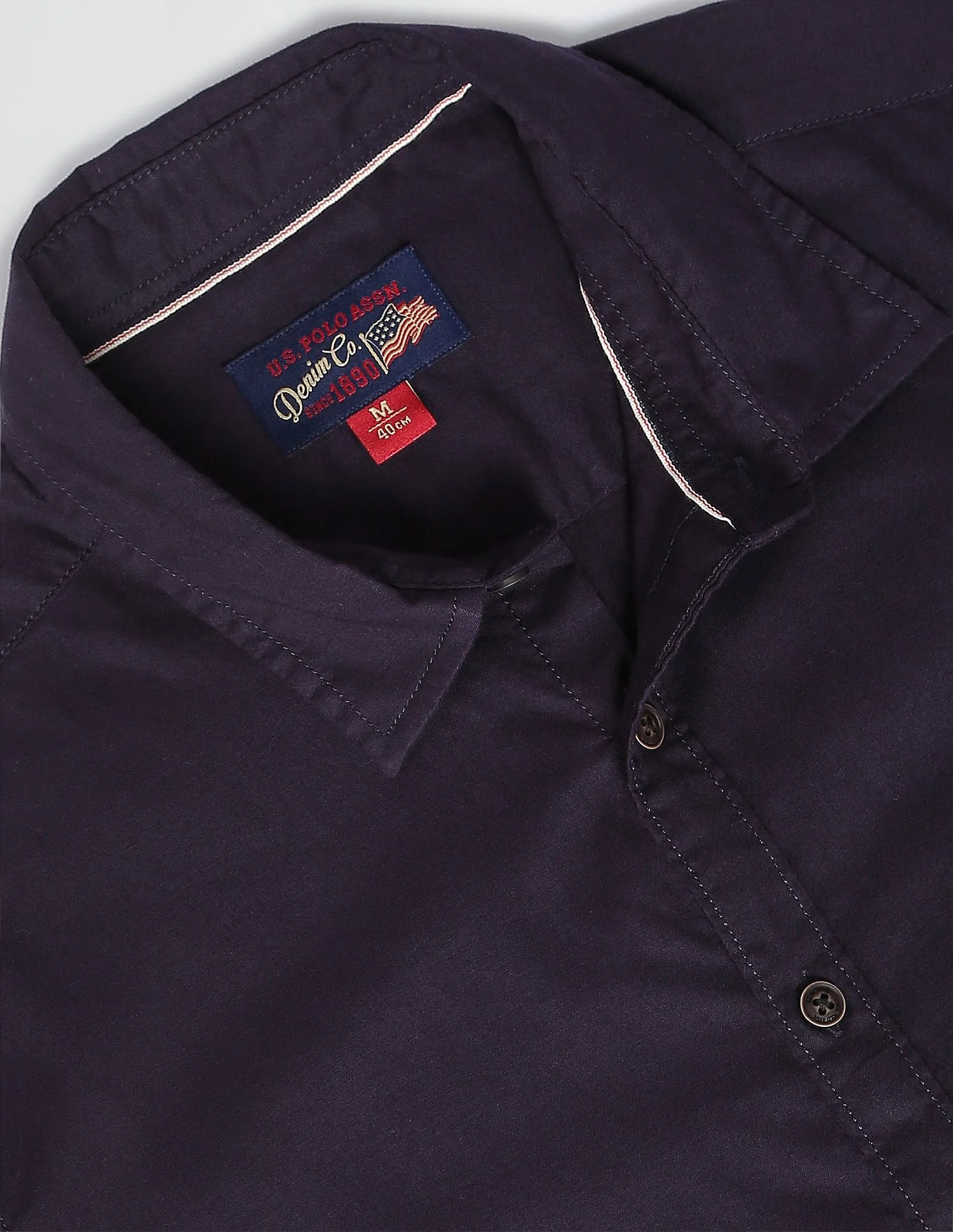 Spread Collar Solid Cotton Casual Shirt - Image 2