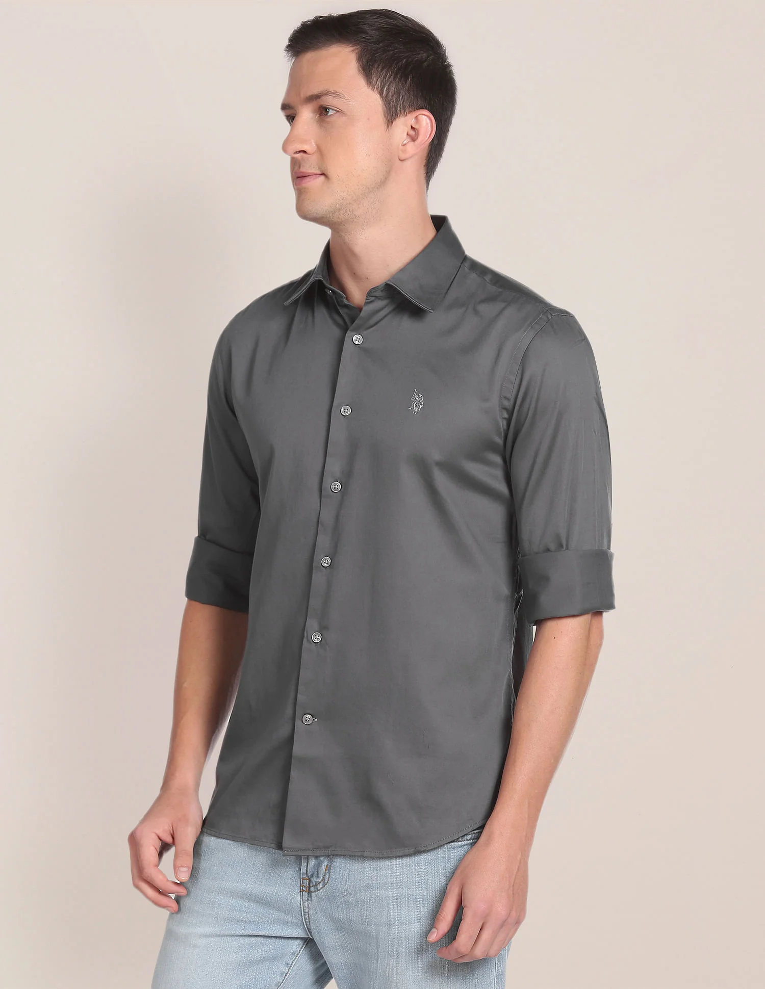 Spread Collar Solid Shirt - Image 4