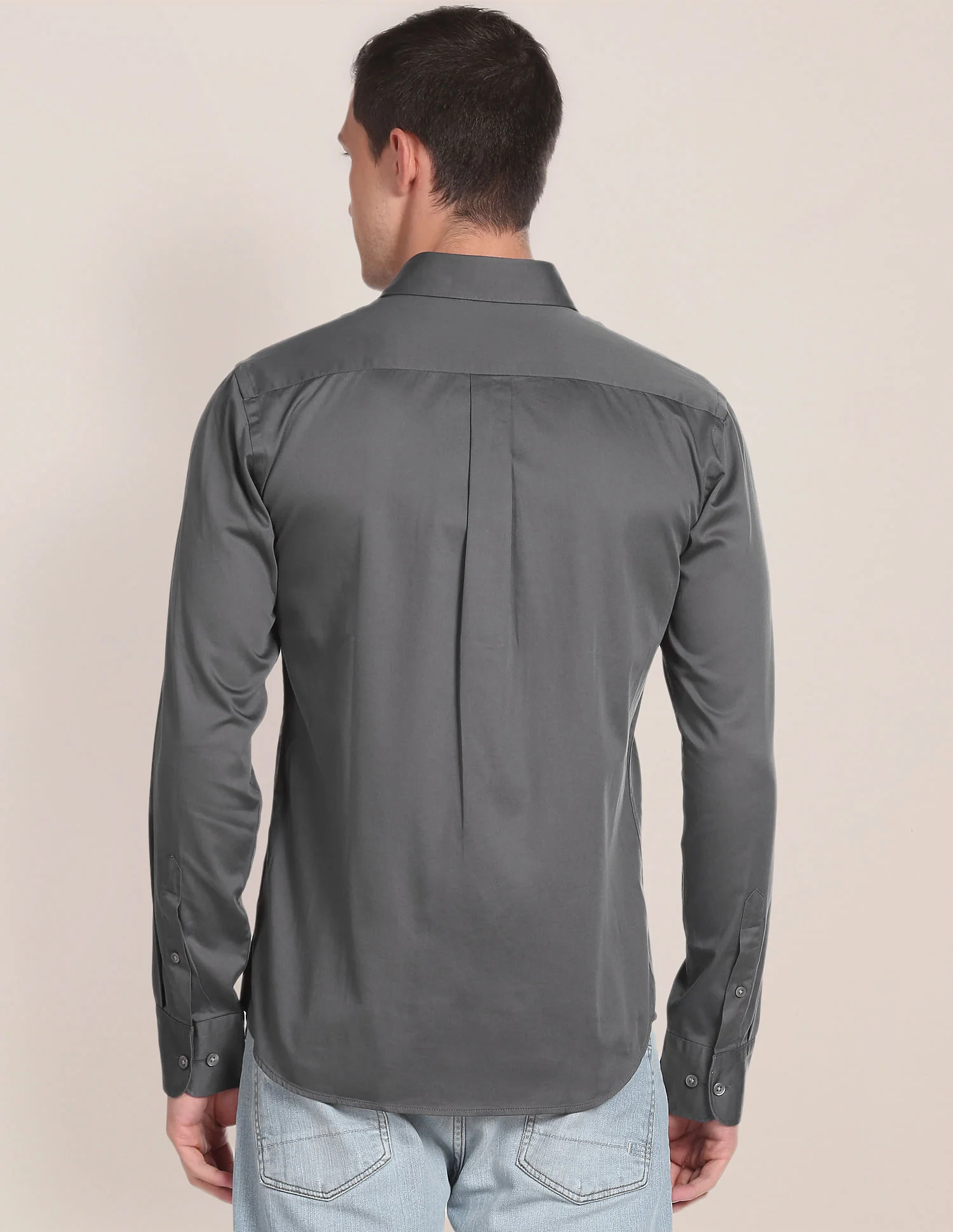 Spread Collar Solid Shirt - Image 5