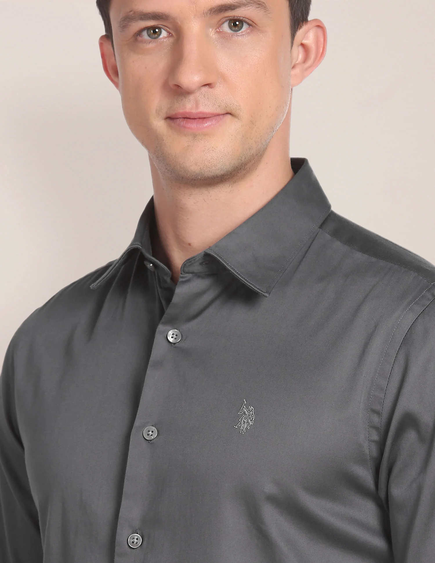 Spread Collar Solid Shirt - Image 6