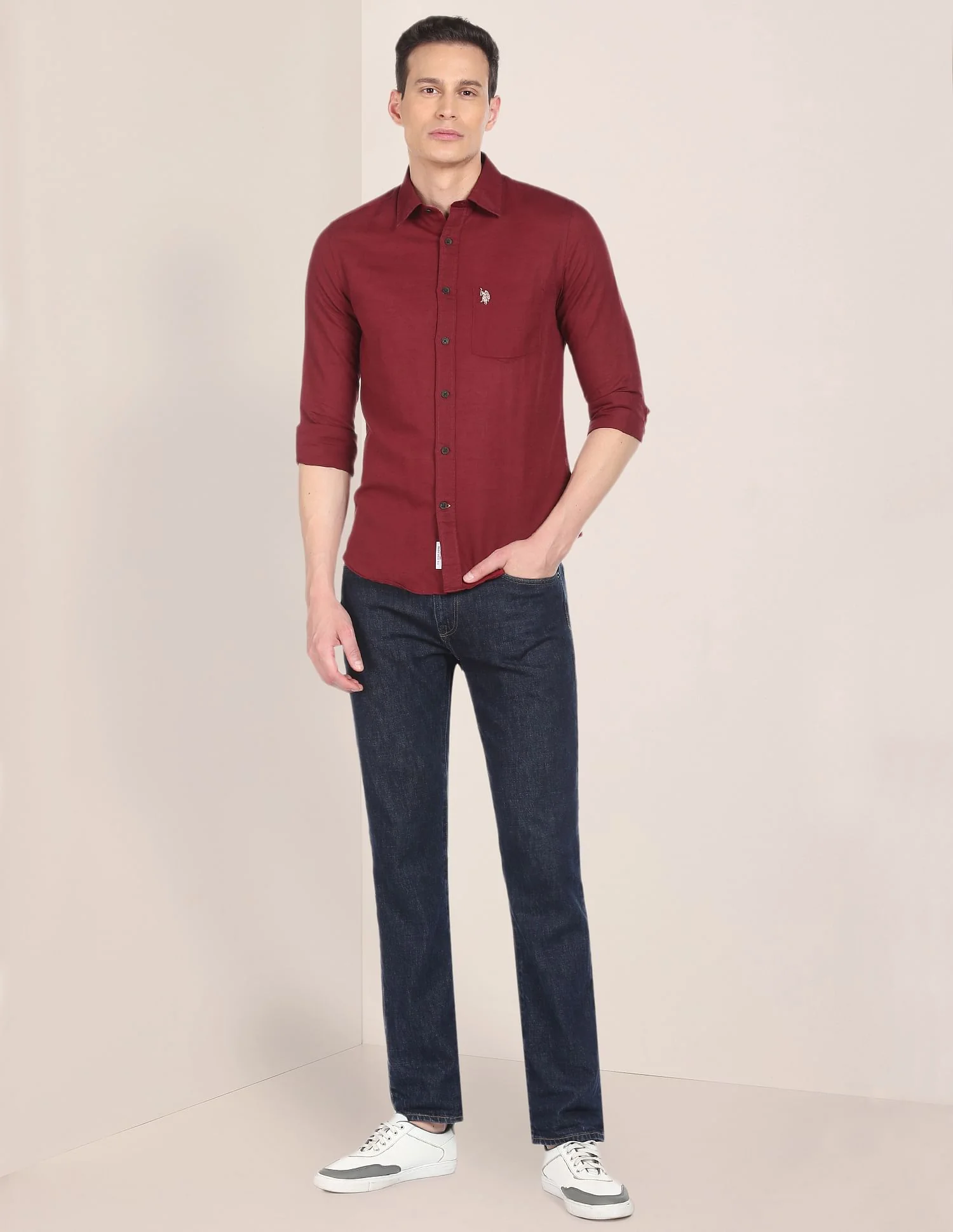 Spread Collar Solid Shirt - Image 3
