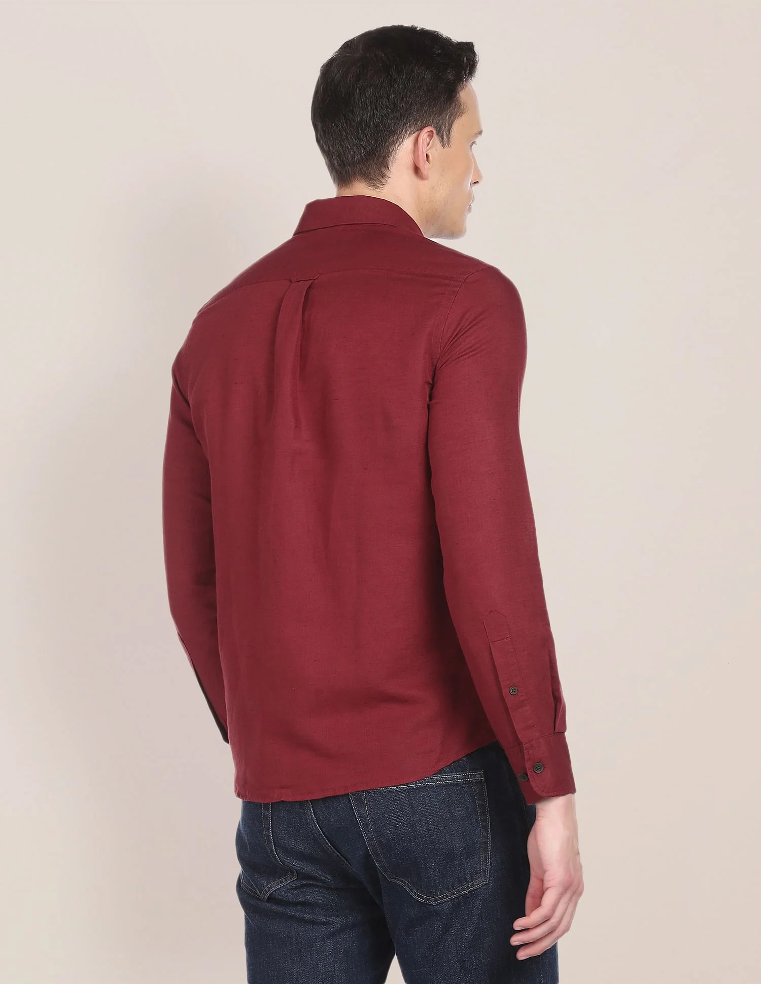 Spread Collar Solid Shirt - Image 5