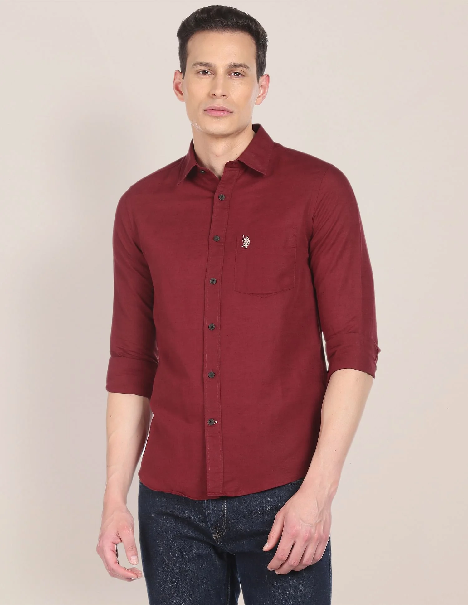 Spread Collar Solid Shirt - Image 6