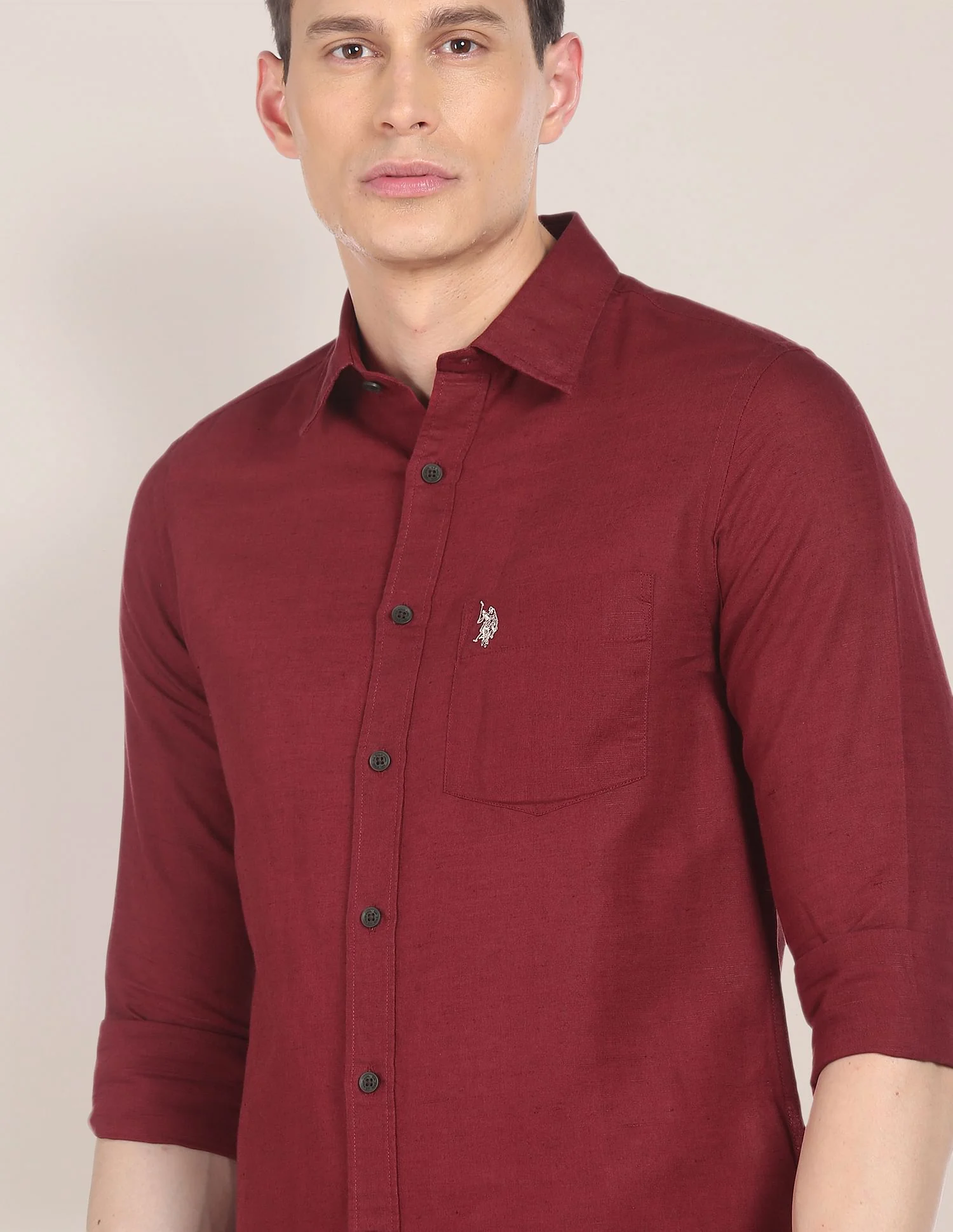 Spread Collar Solid Shirt - Image 7