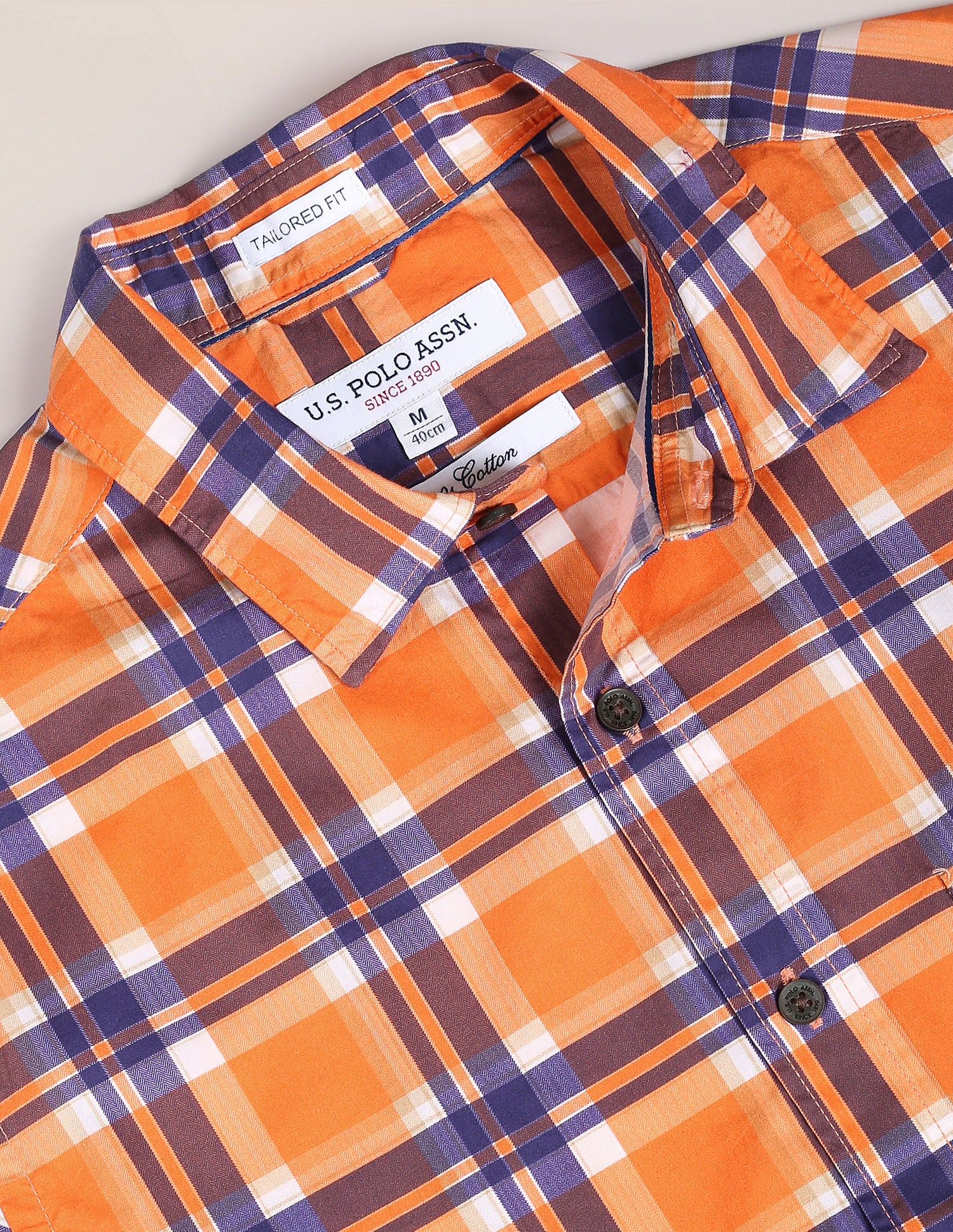 Spread Collar Tartan Check Shirt - Image 2