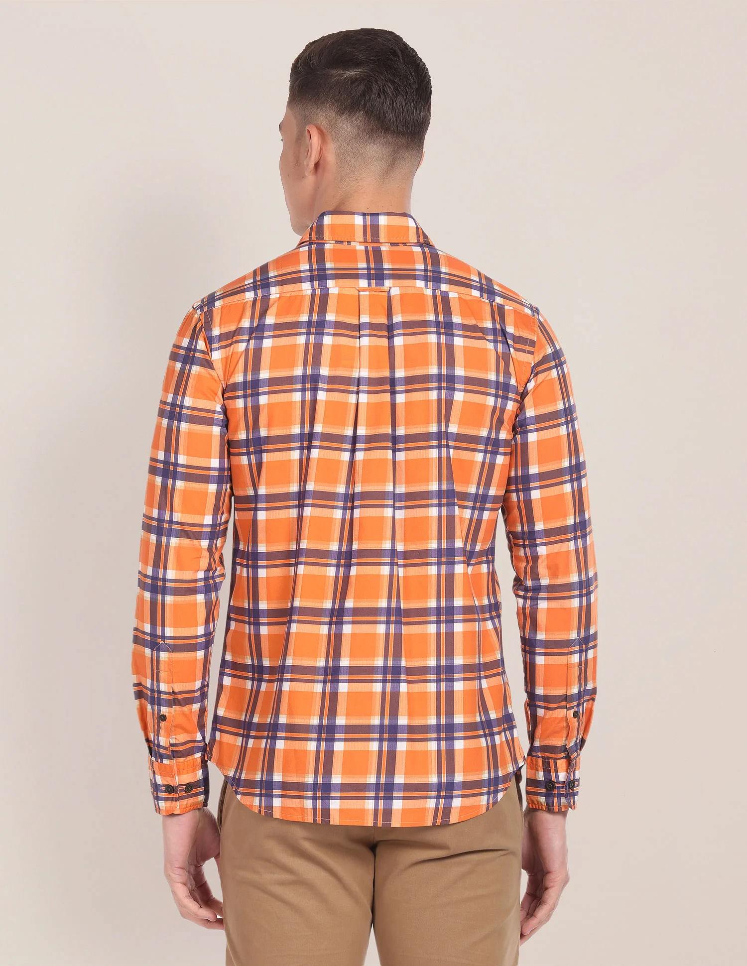 Spread Collar Tartan Check Shirt - Image 5