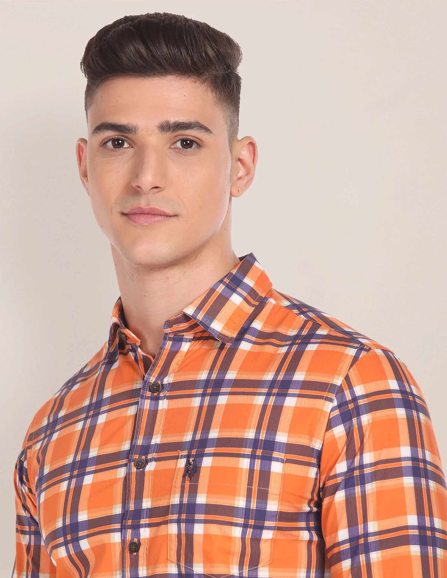 Spread Collar Tartan Check Shirt - Image 7