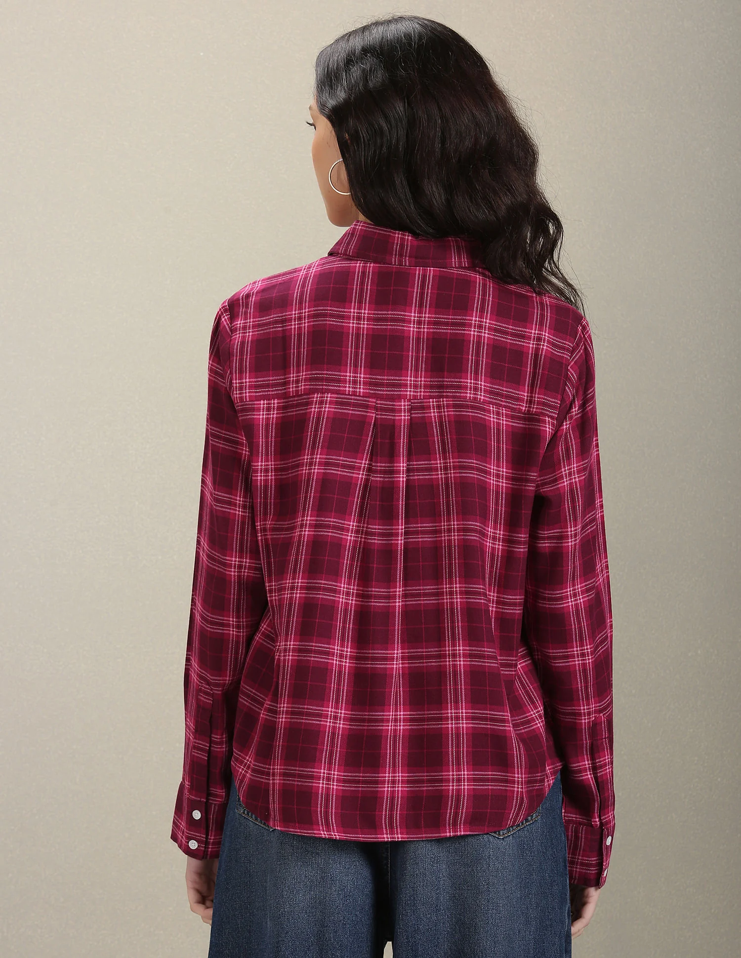 Spread Collar Tartan Check Shirt - Image 5