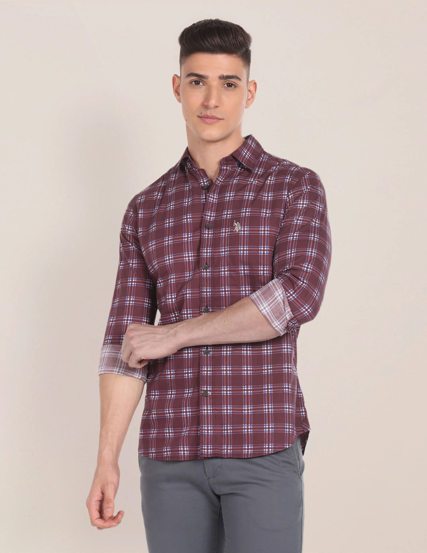 Spread Collar Twill Shirt