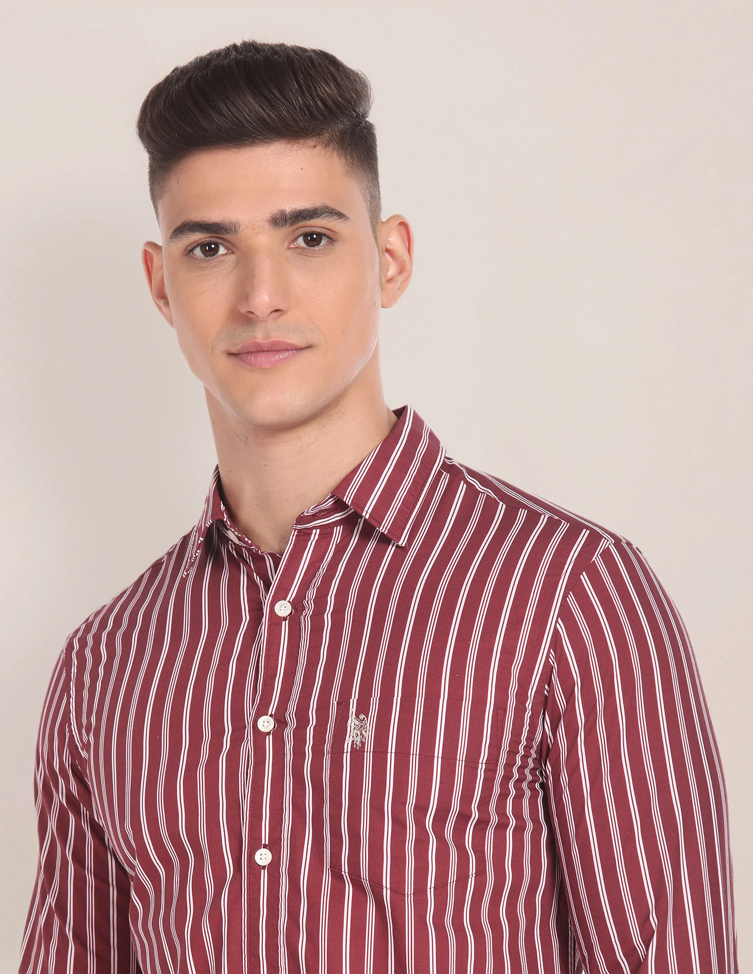 Spread Collar Vertical Stripe Shirt - Image 7