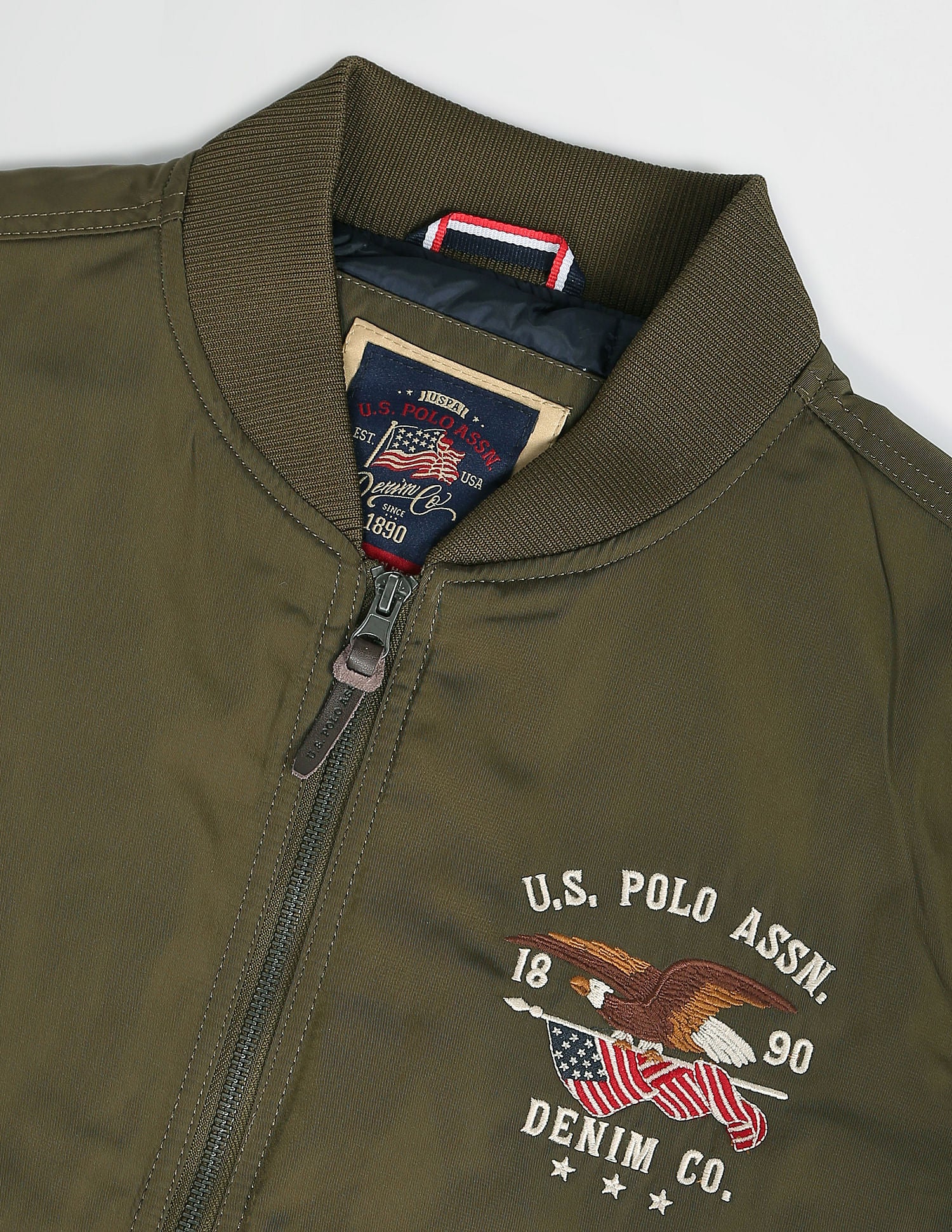 Stand Collar Brand Embroidered Polyester Bomber Jacket - Image 2