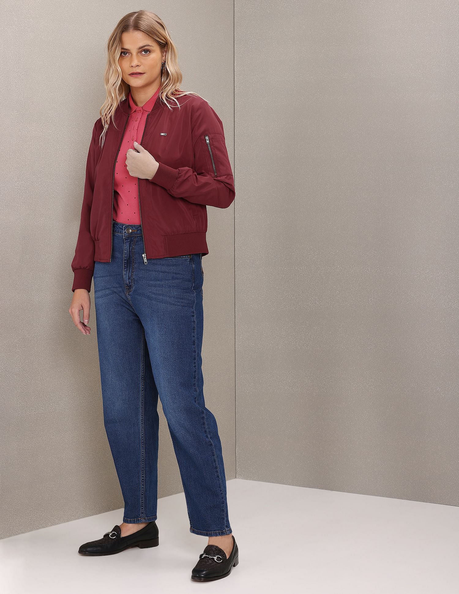 Stand Collar Solid Quilted Jacket - Image 3