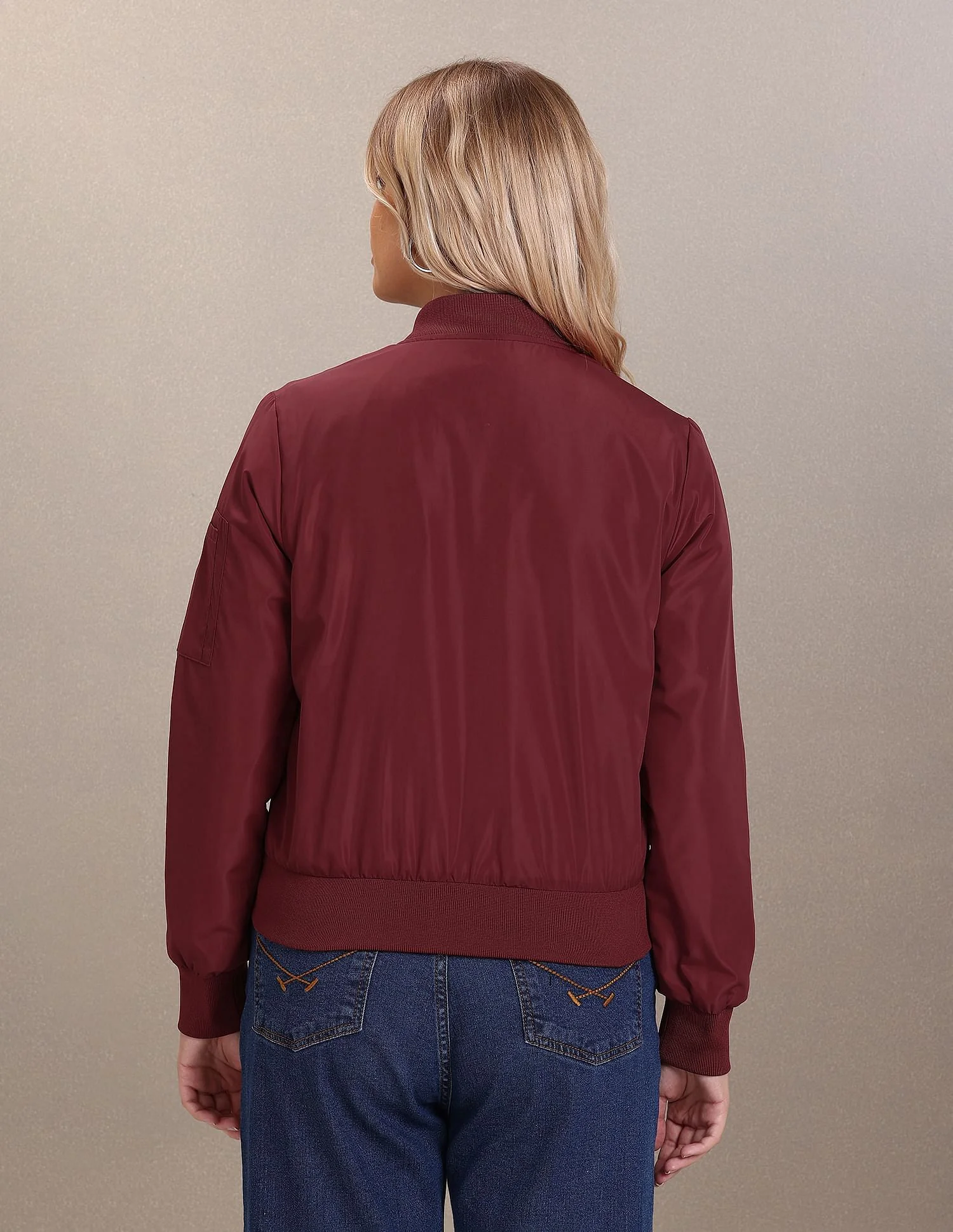Stand Collar Solid Quilted Jacket - Image 5