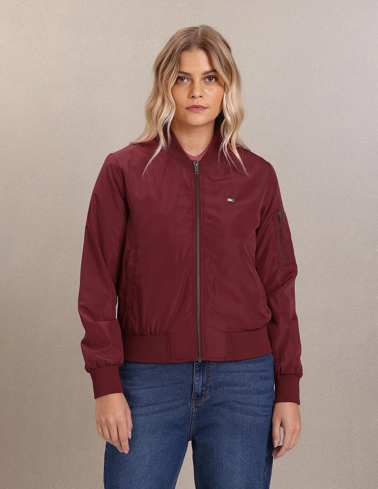 Stand Collar Solid Quilted Jacket - Image 6