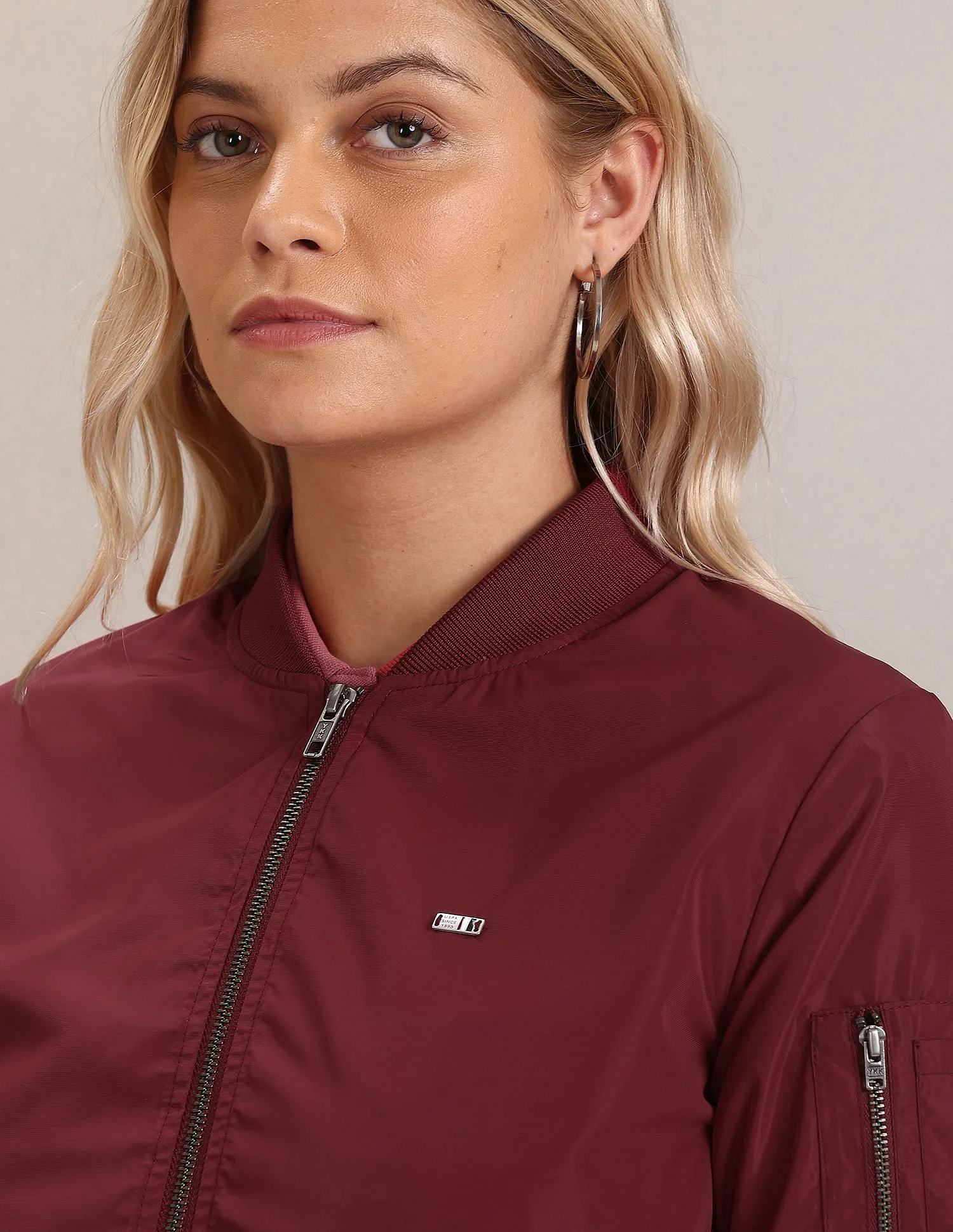 Stand Collar Solid Quilted Jacket - Image 7