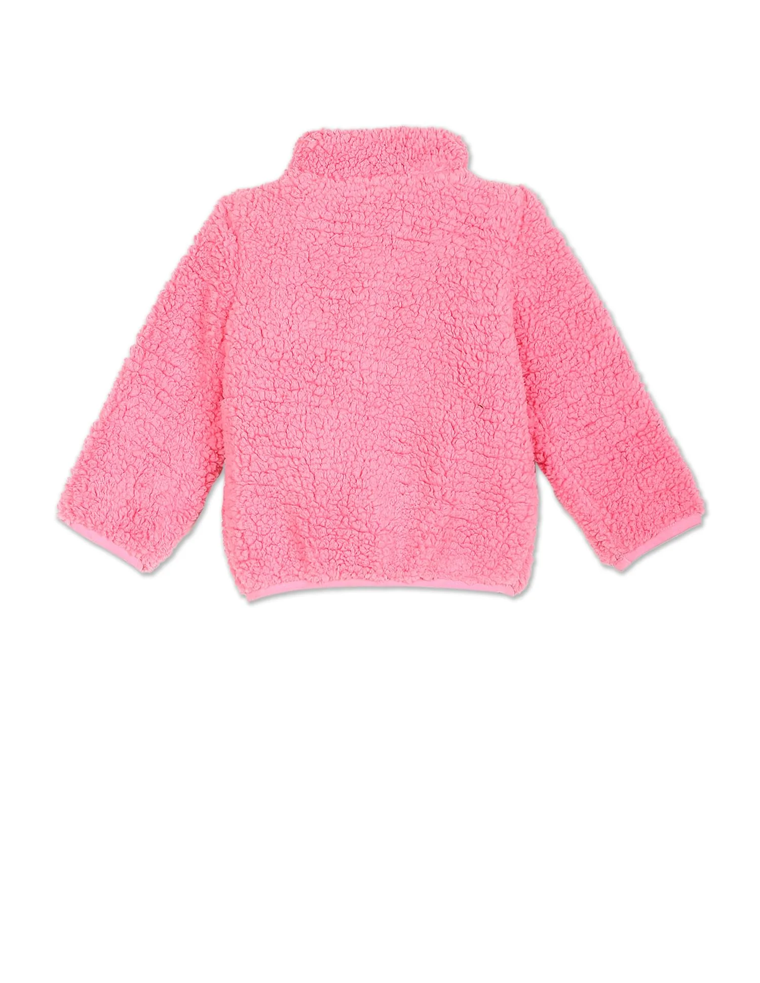 Stand Collar Solid Sherpa Jacket - Image 2