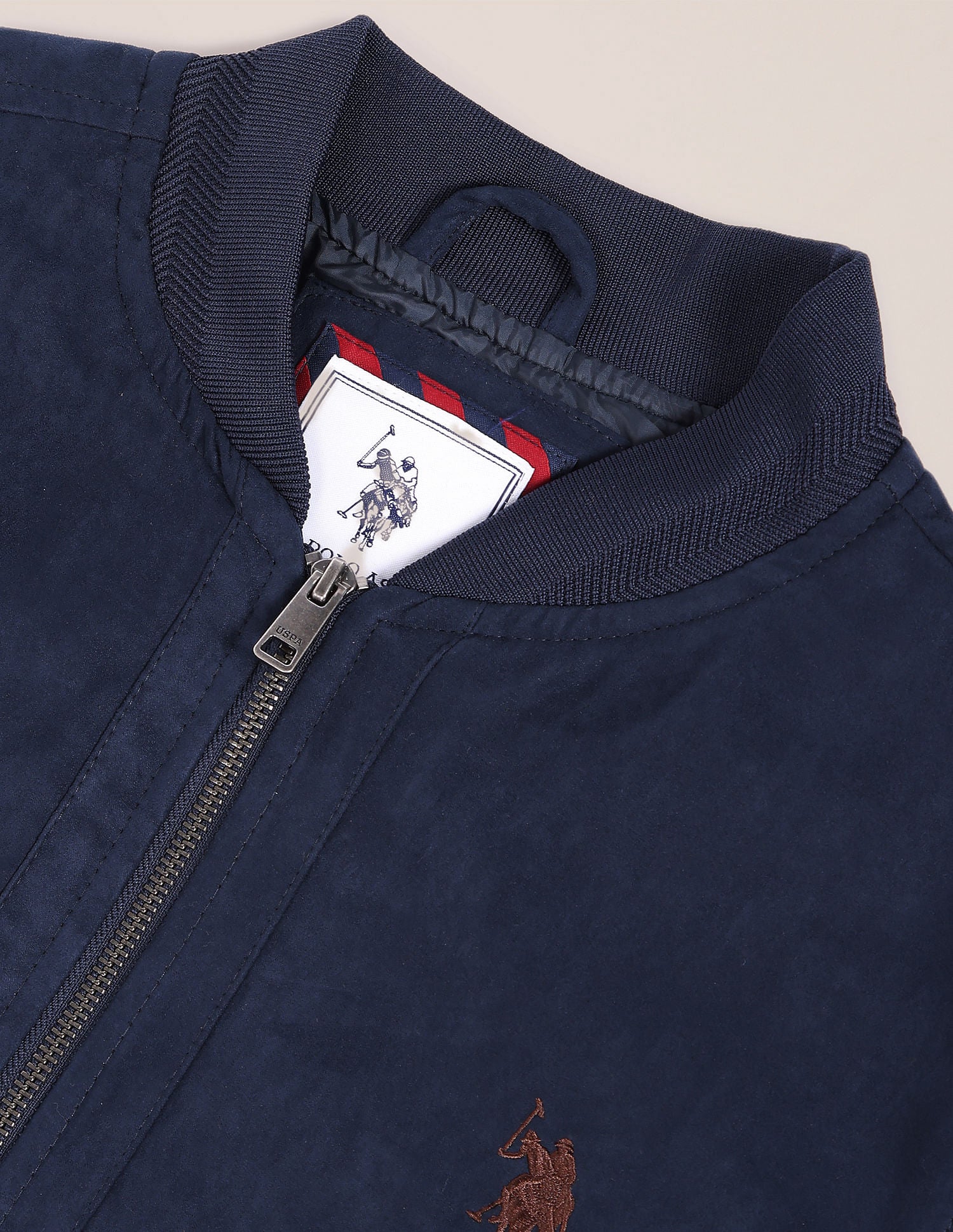 Stand Collar Solid Suede Jacket - Image 2