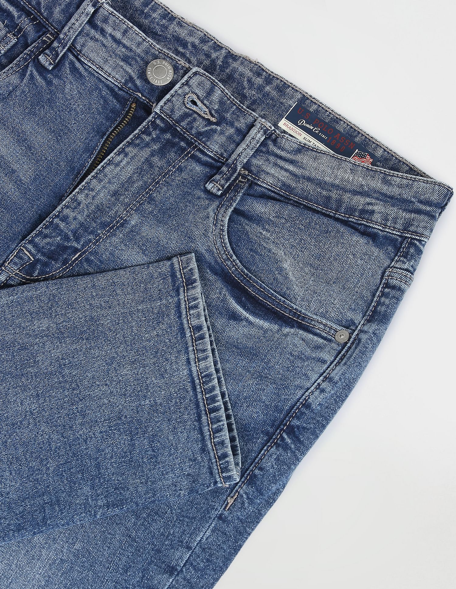 Stone Wash Brandon Slim Tapered Fit Jeans - Image 2