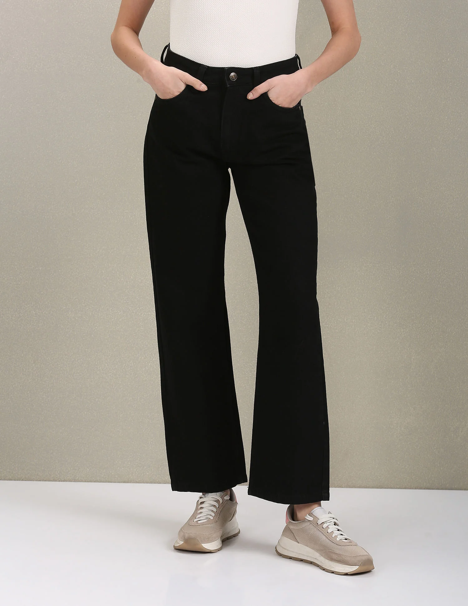 Straight Fit Mid Rise Jeans