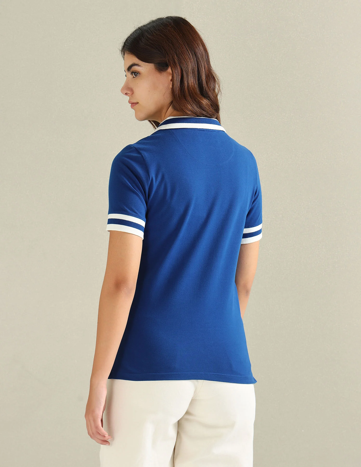 Striped Collar Pique Polo Shirt - Image 5