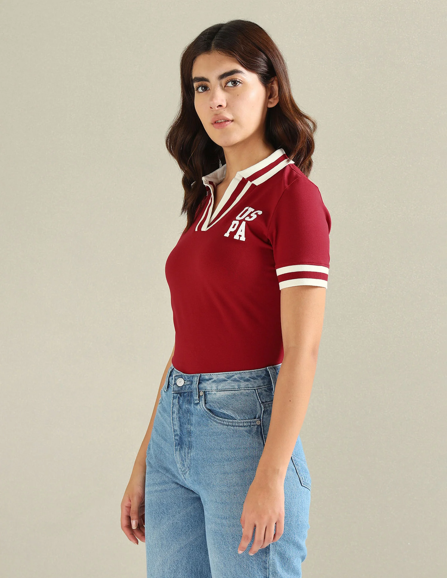 Striped Collar Pique Polo Shirt - Image 4