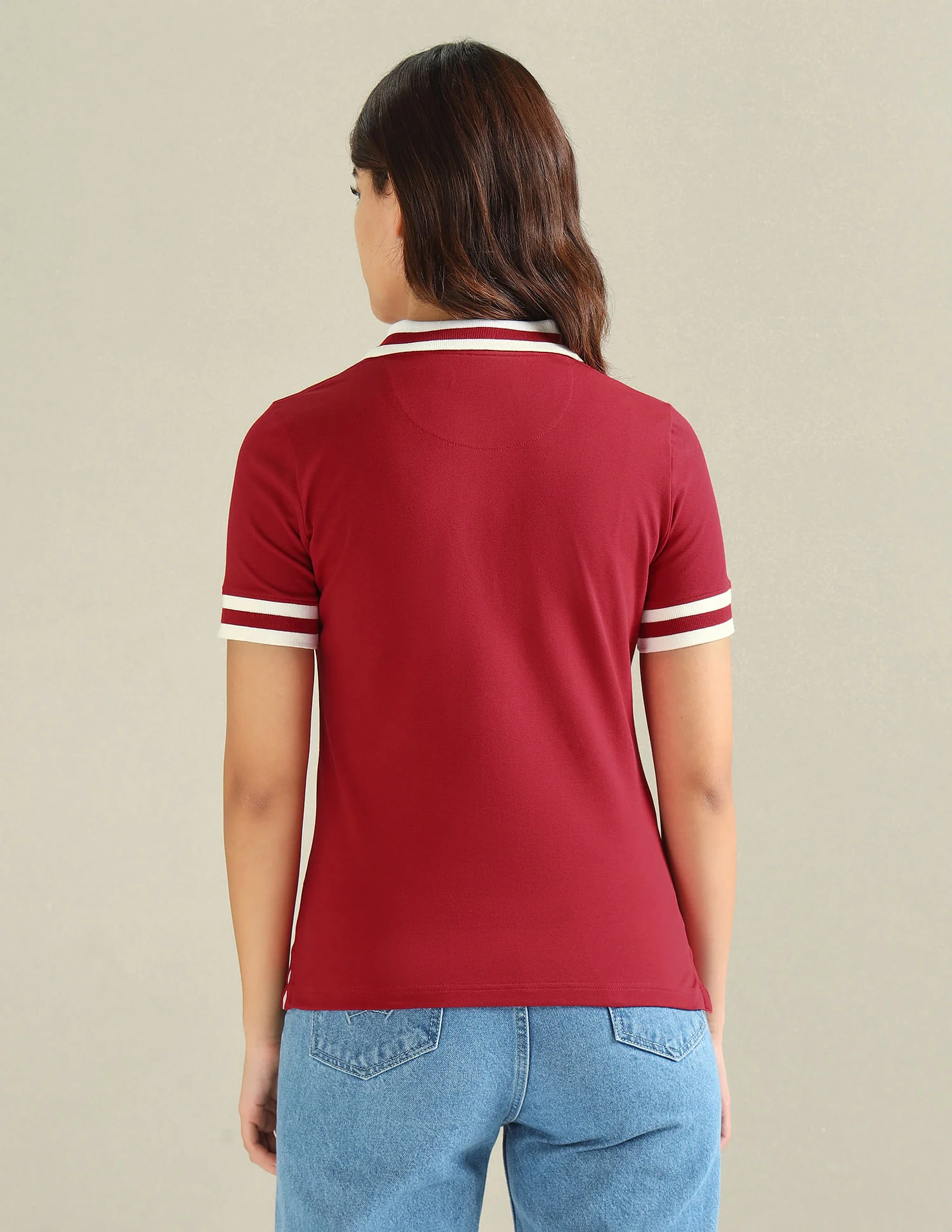 Striped Collar Pique Polo Shirt - Image 5