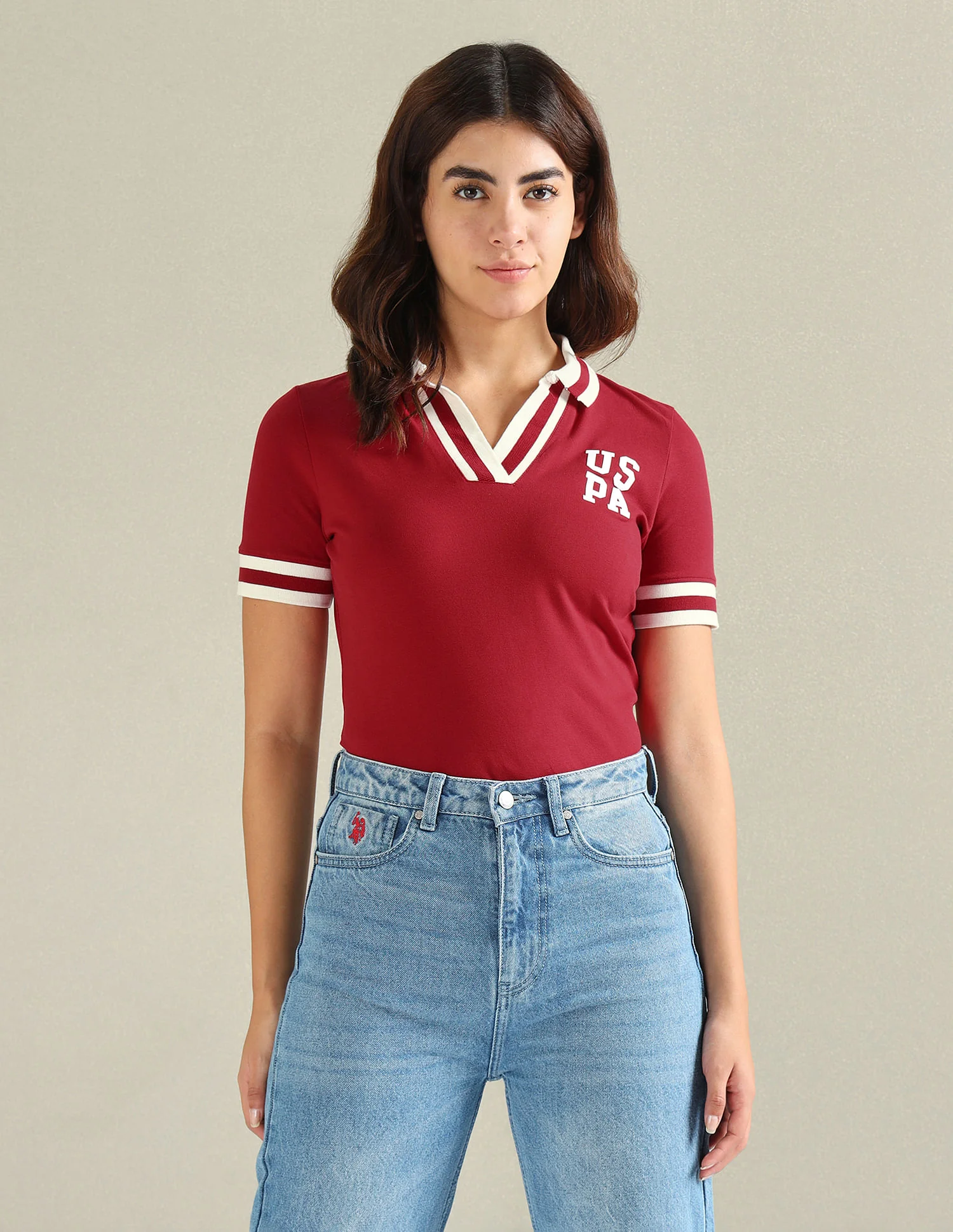 Striped Collar Pique Polo Shirt - Image 6