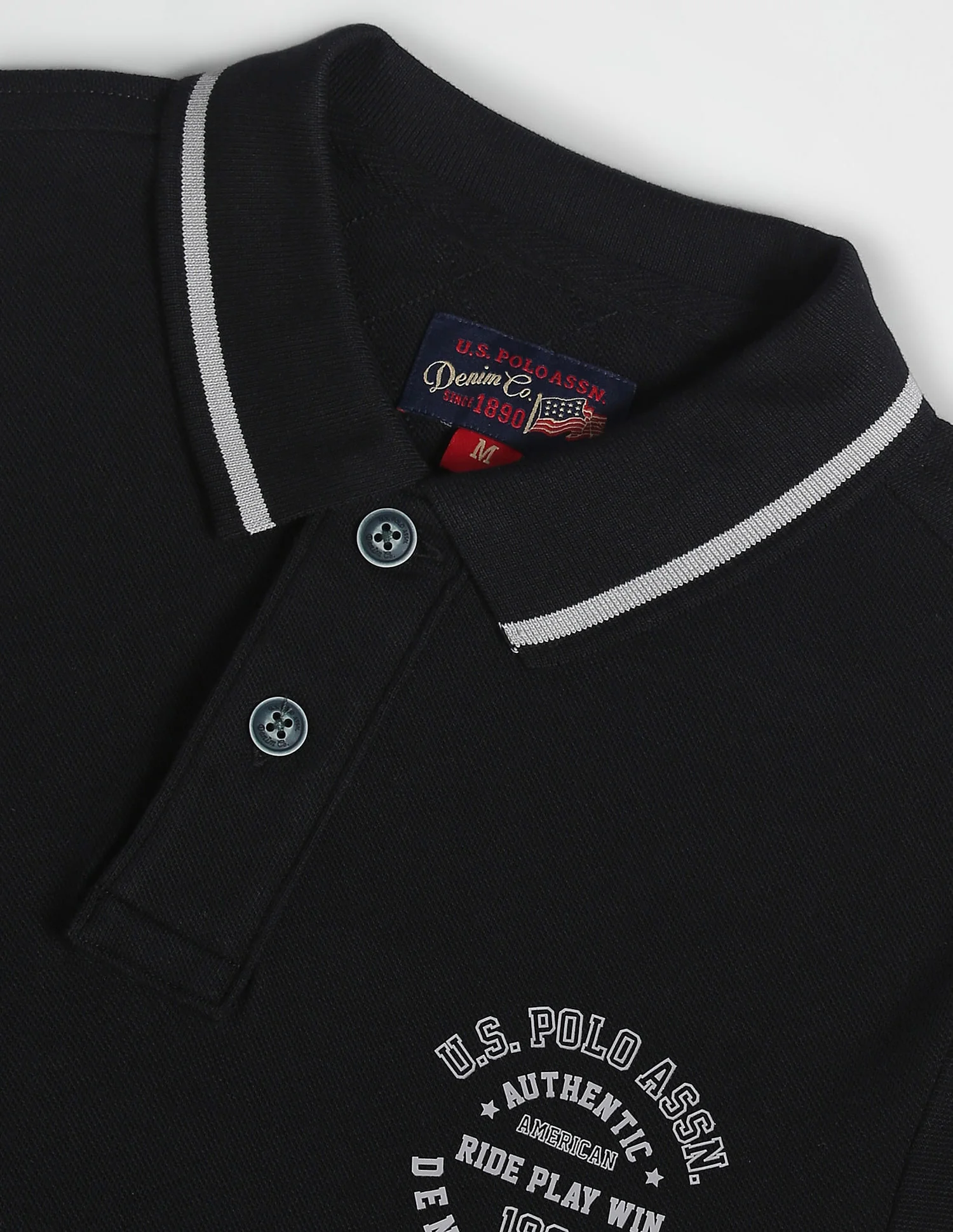 Striped Collar Cotton Polo Shirt - Image 2