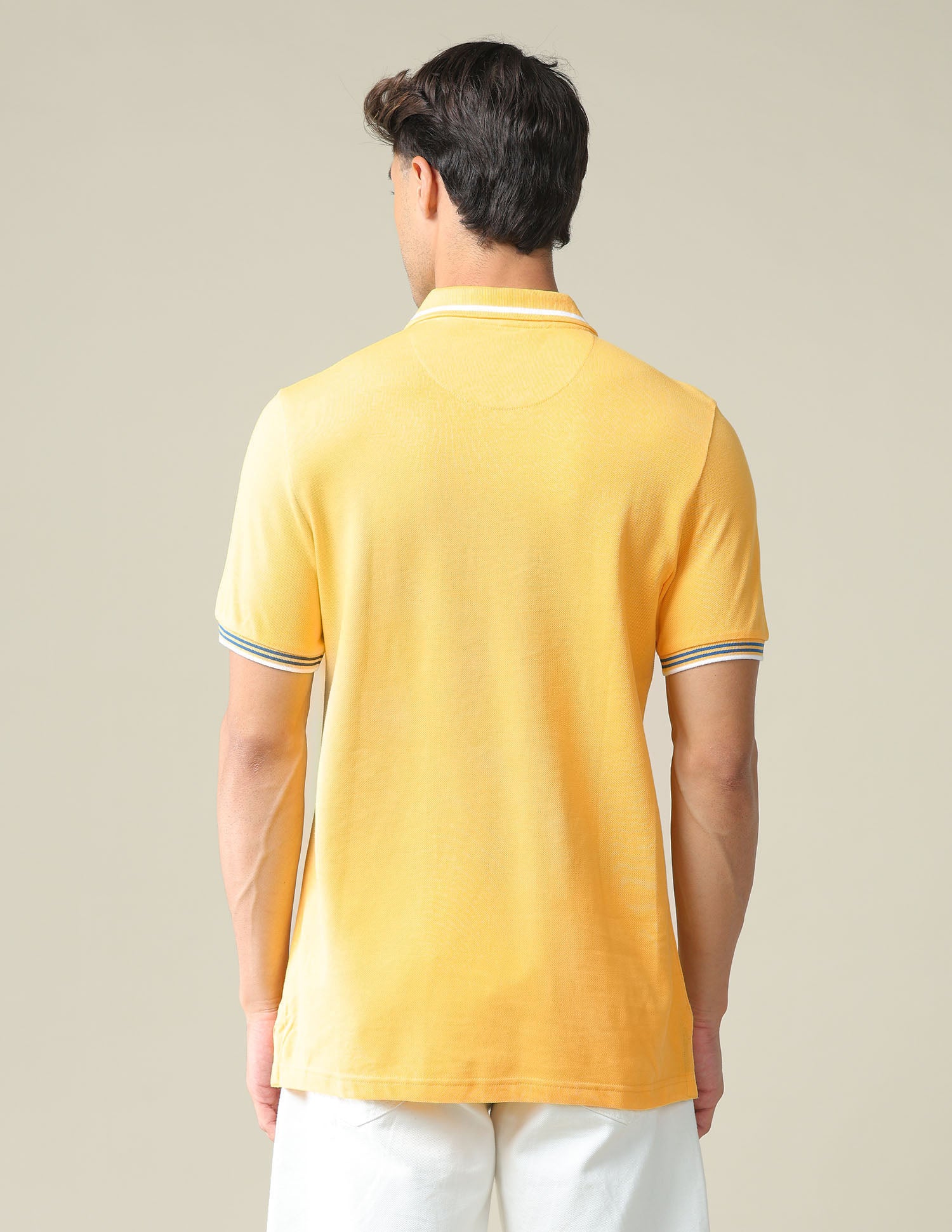 Striped Collar Pique Polo Shirt - Image 5