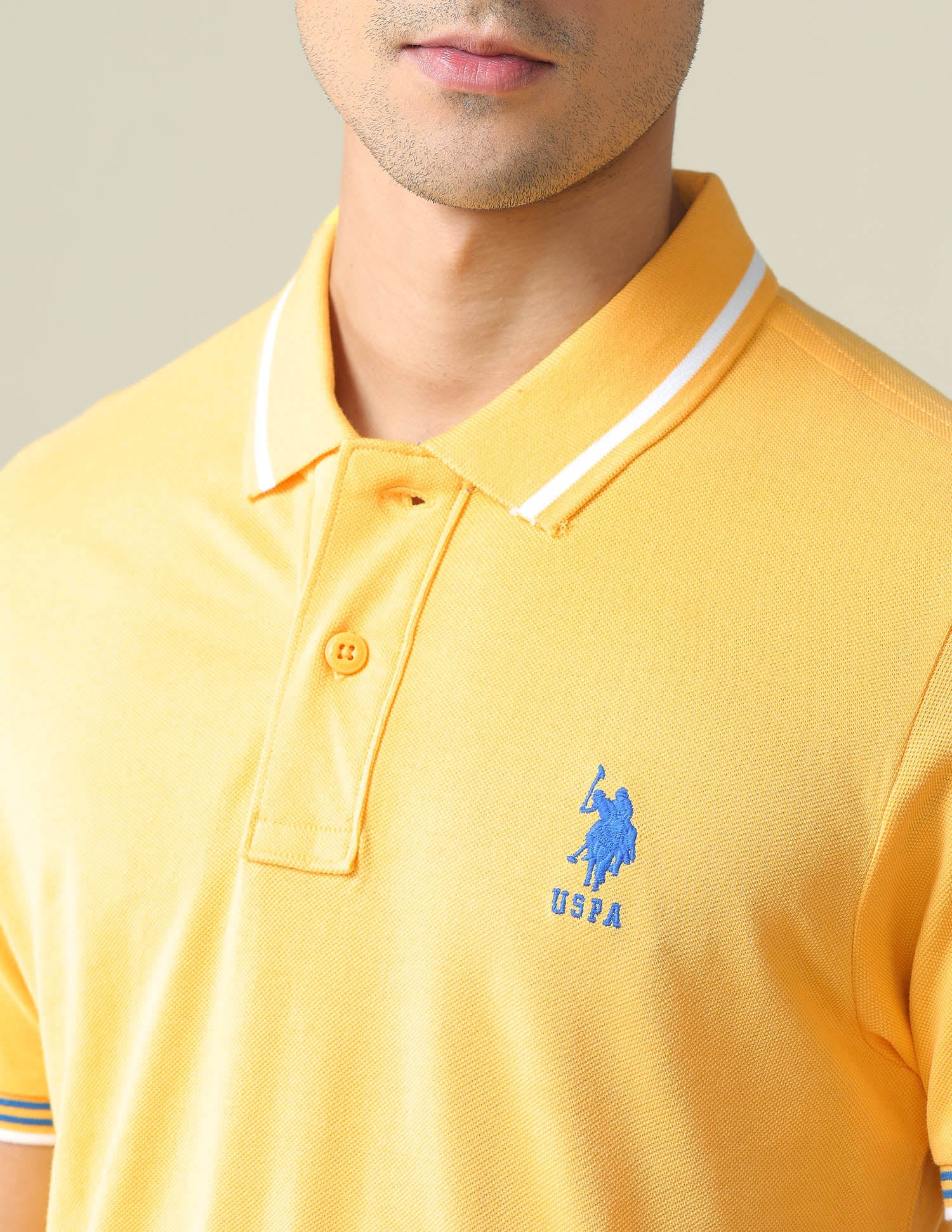 Striped Collar Pique Polo Shirt - Image 7