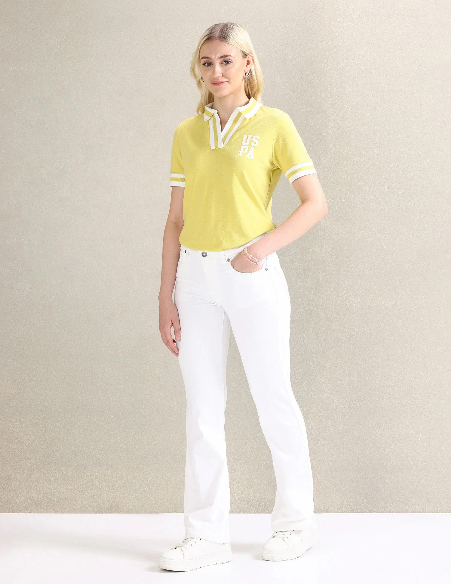 Striped Collar Pique Polo Shirt - Image 3