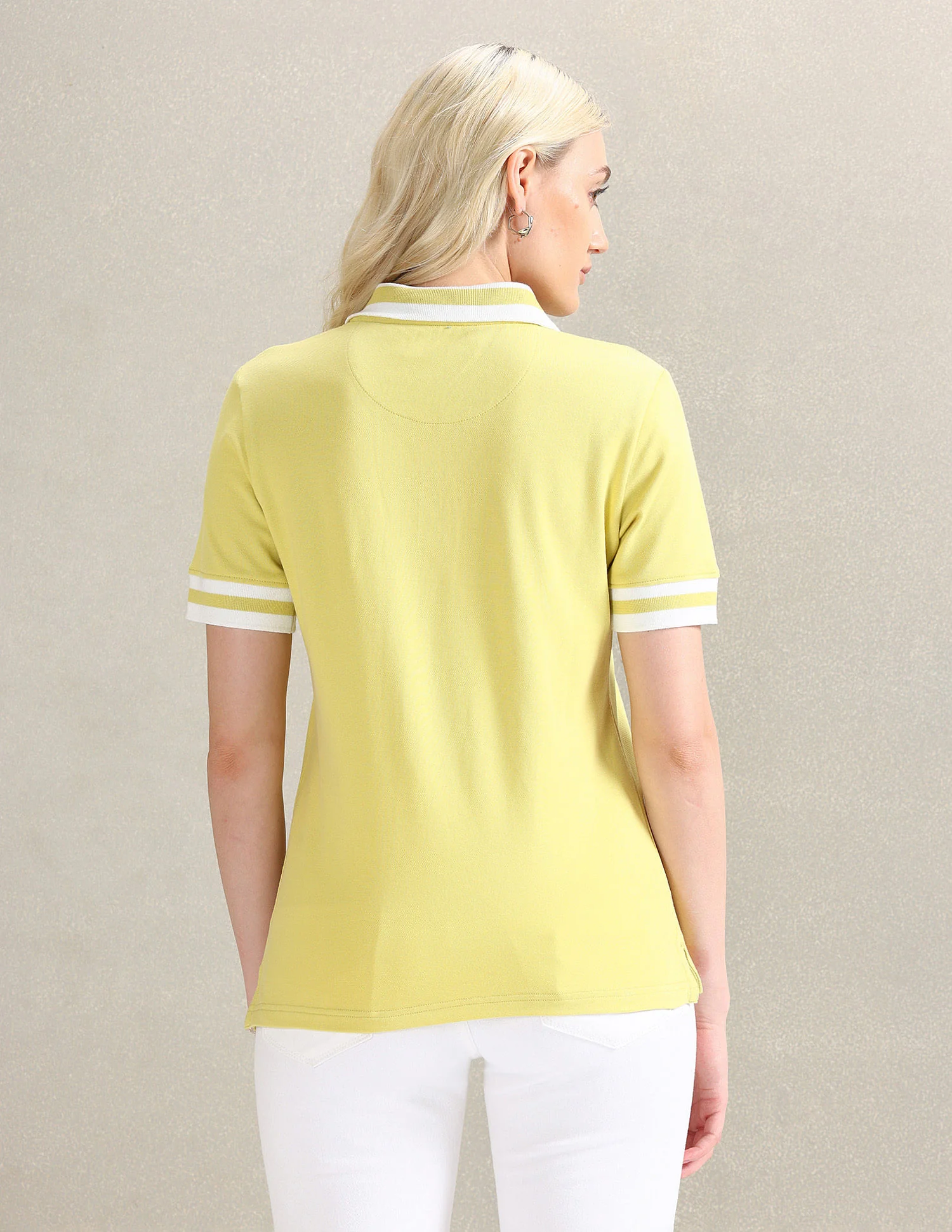Striped Collar Pique Polo Shirt - Image 5