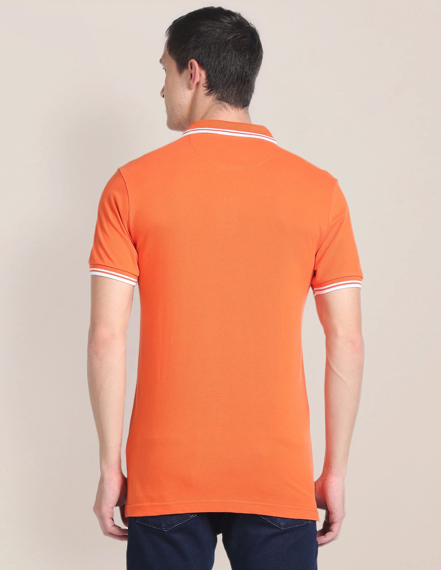 Striped Collar Pique Polo Shirt - Image 5