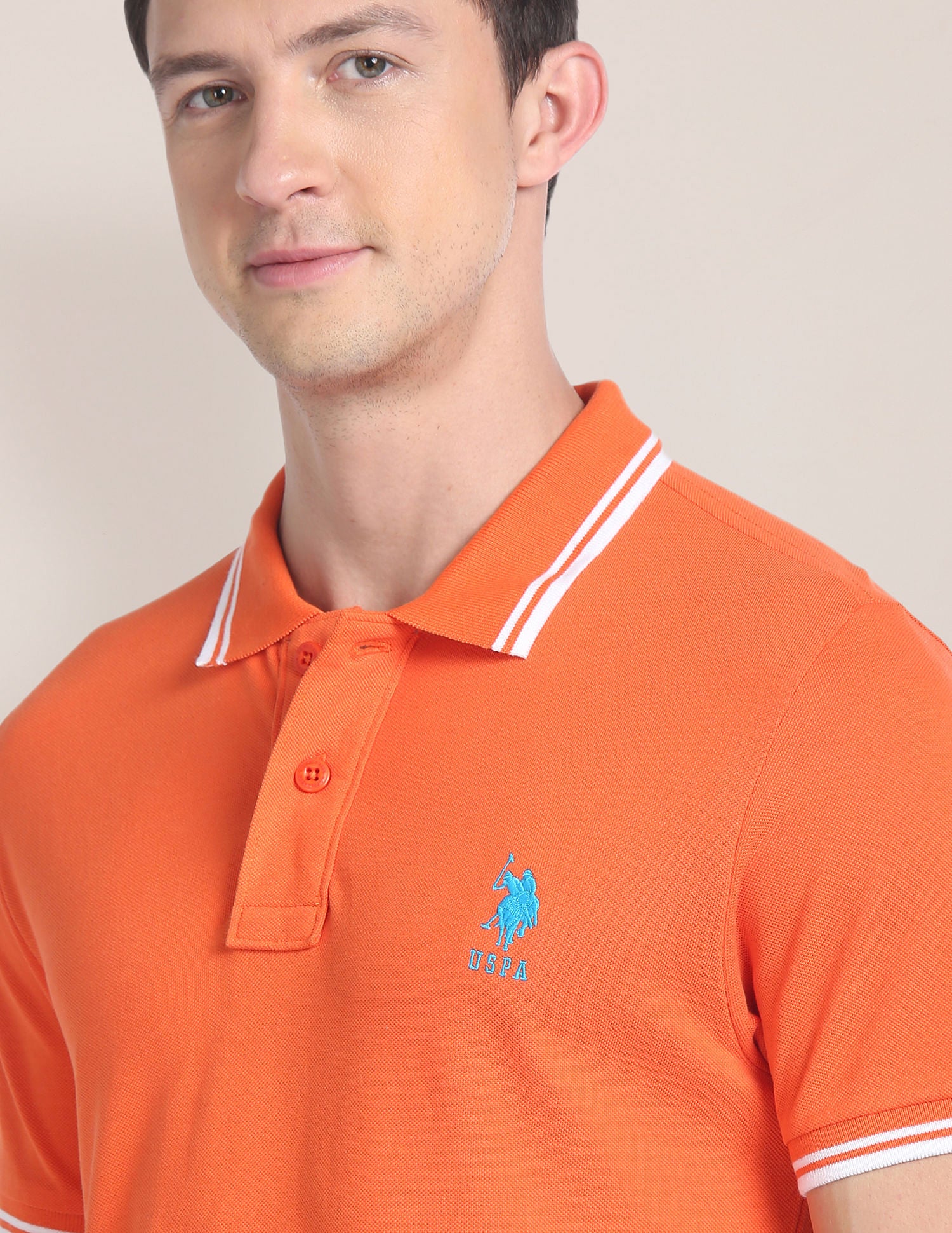 Striped Collar Pique Polo Shirt - Image 6