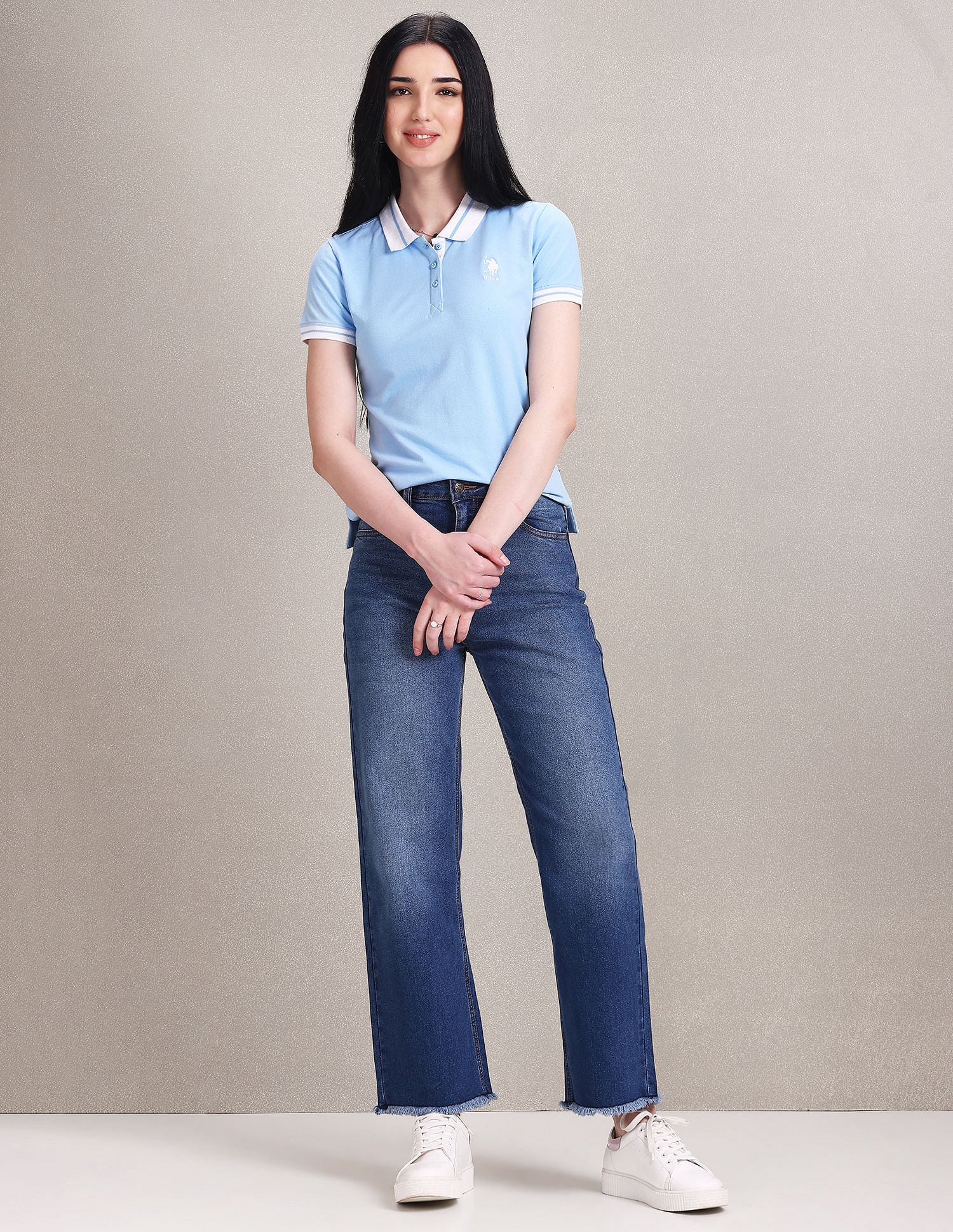Striped Collar Pique Polo Shirt - Image 3