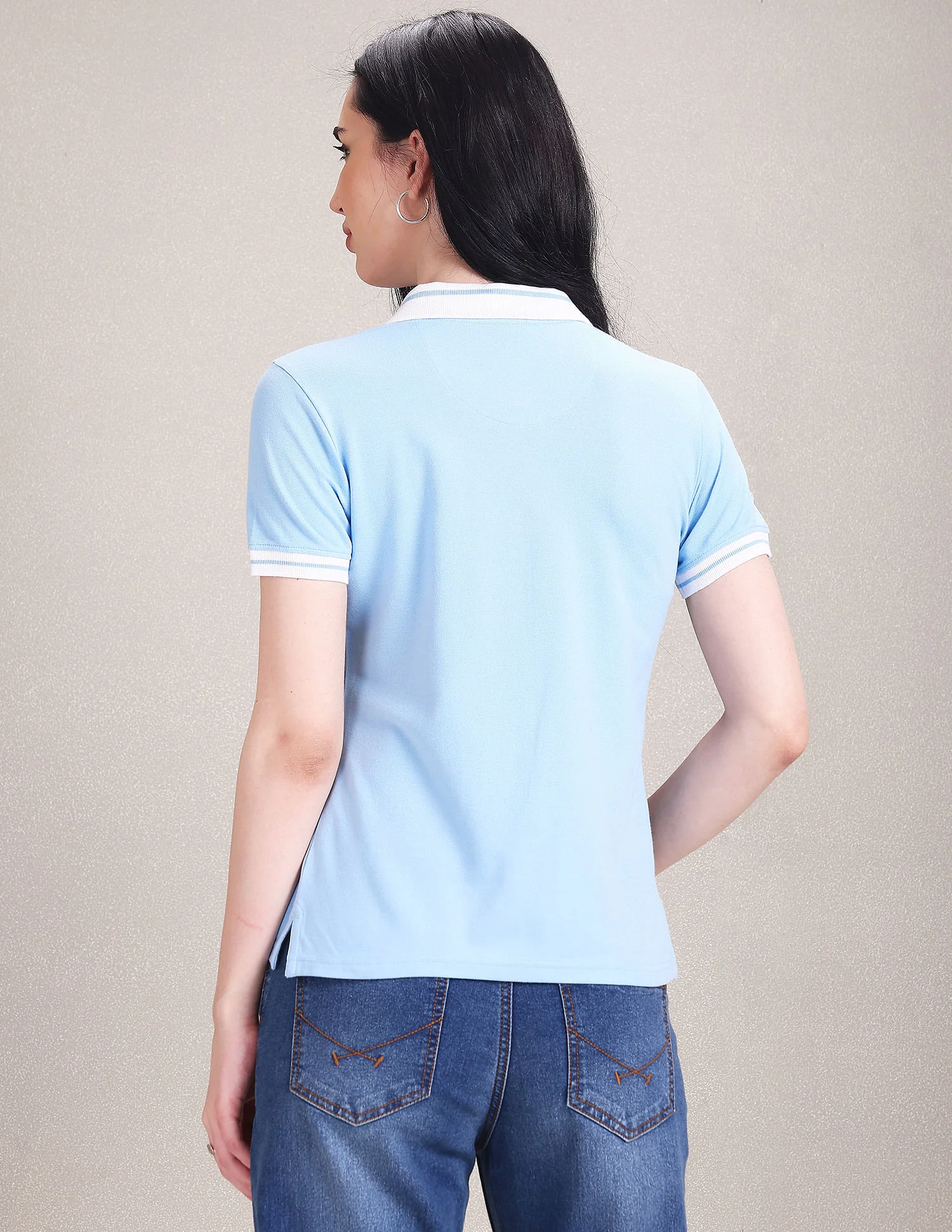 Striped Collar Pique Polo Shirt - Image 5