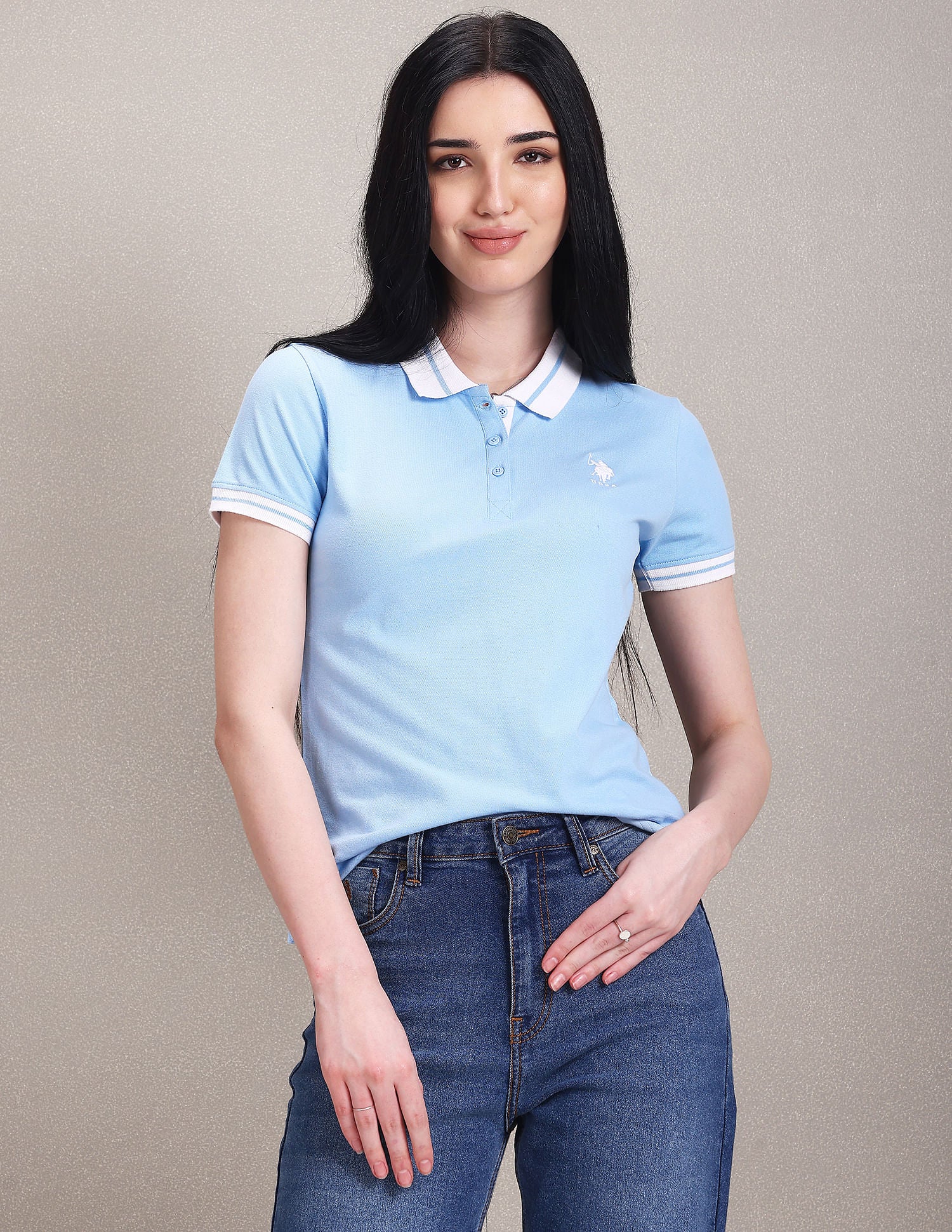 Striped Collar Pique Polo Shirt - Image 6