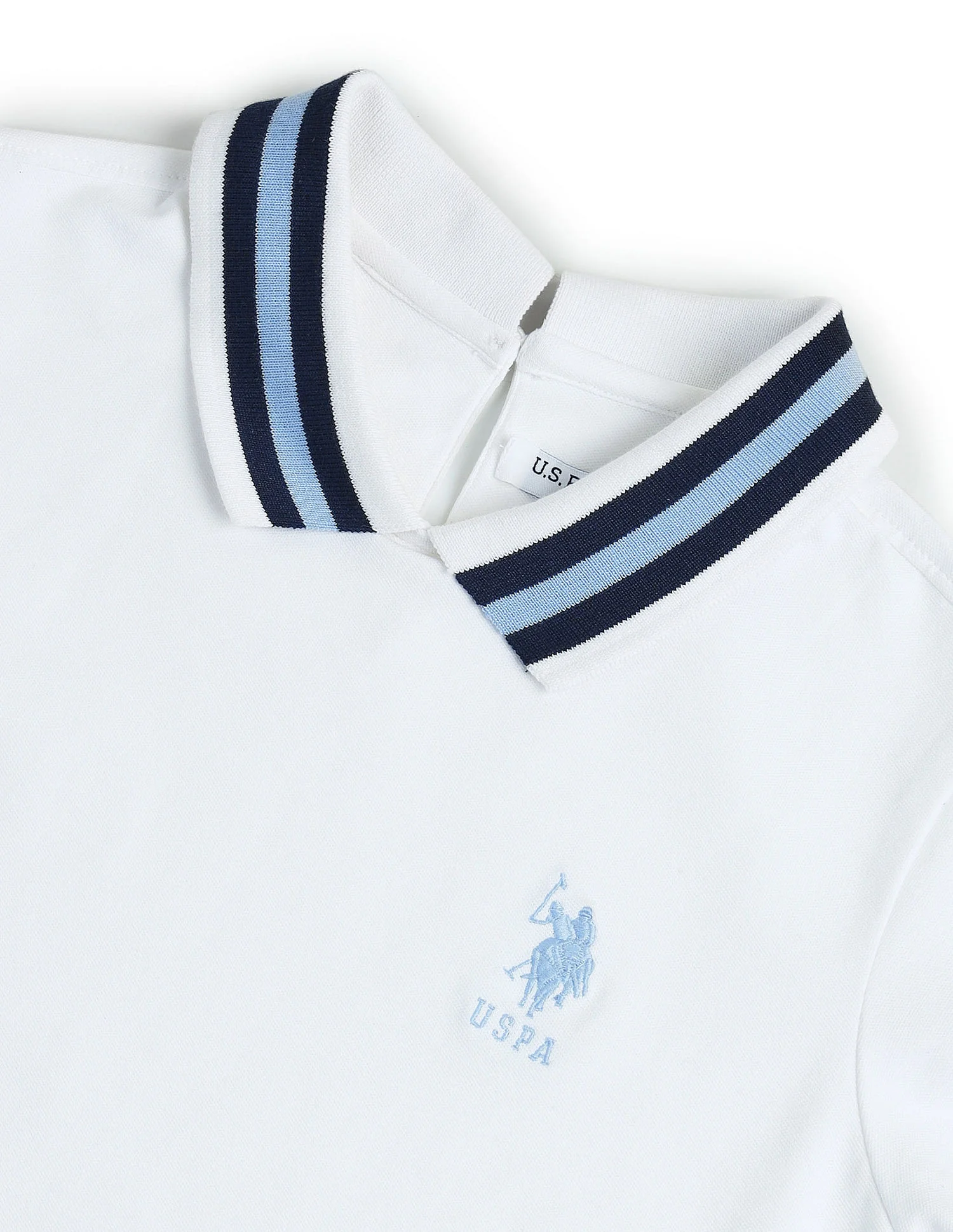 Striped Collar Pique Polo Shirt - Image 2