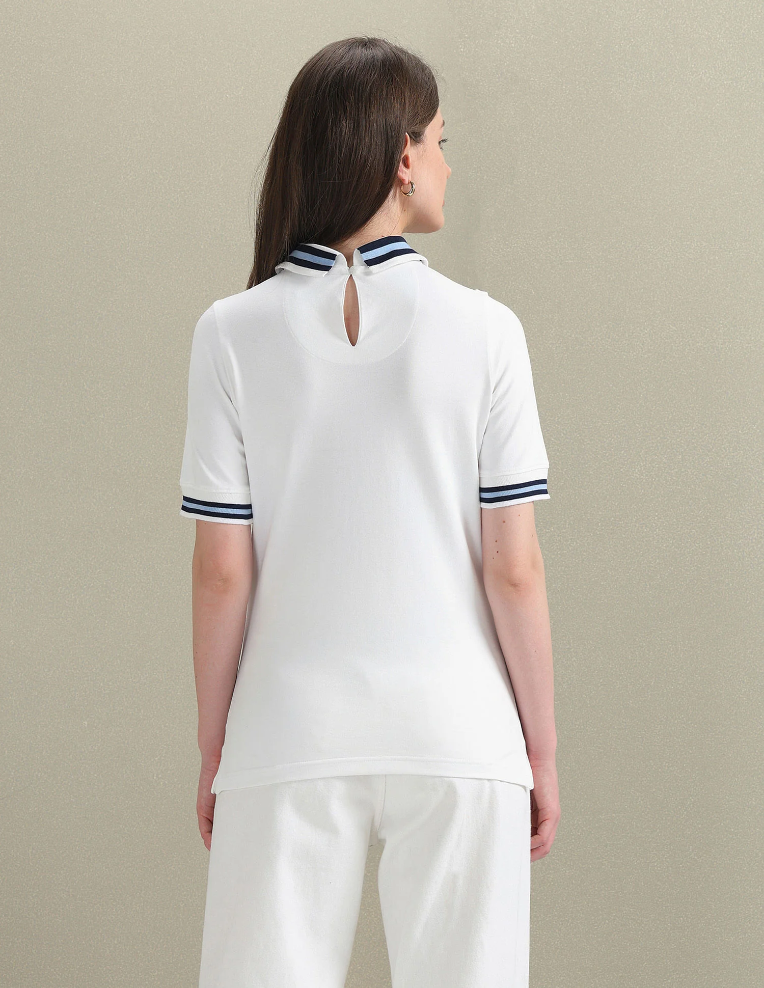 Striped Collar Pique Polo Shirt - Image 5