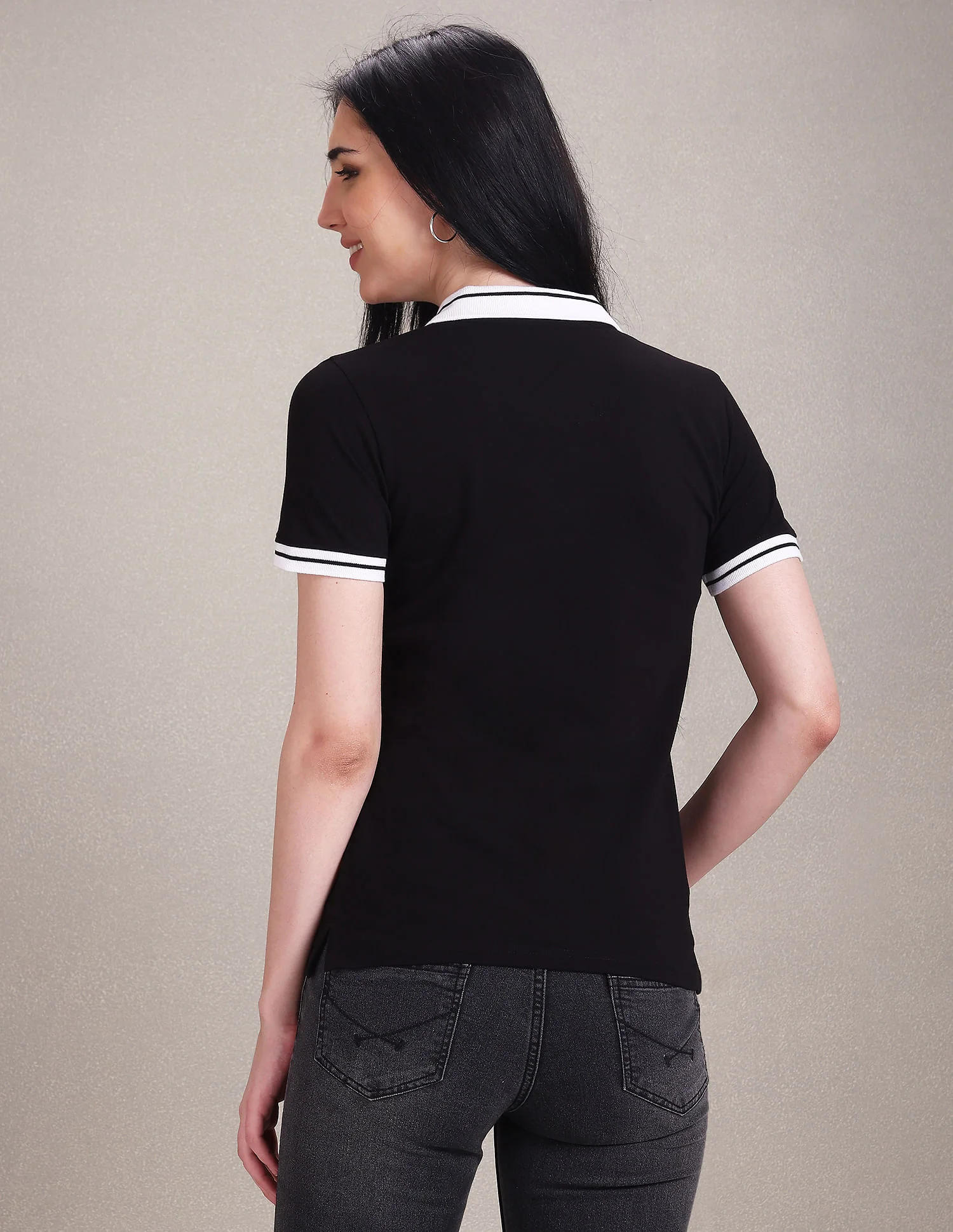 Striped Collar Pique Polo Shirt - Image 5