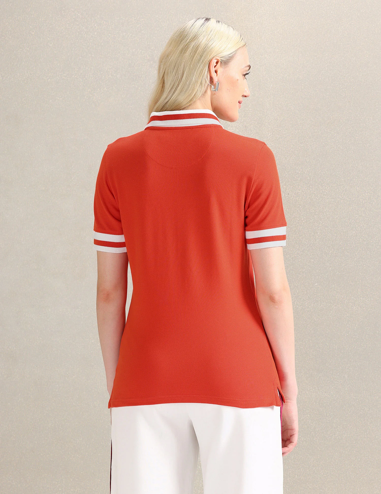 Striped Collar Pique Polo Shirt - Image 5