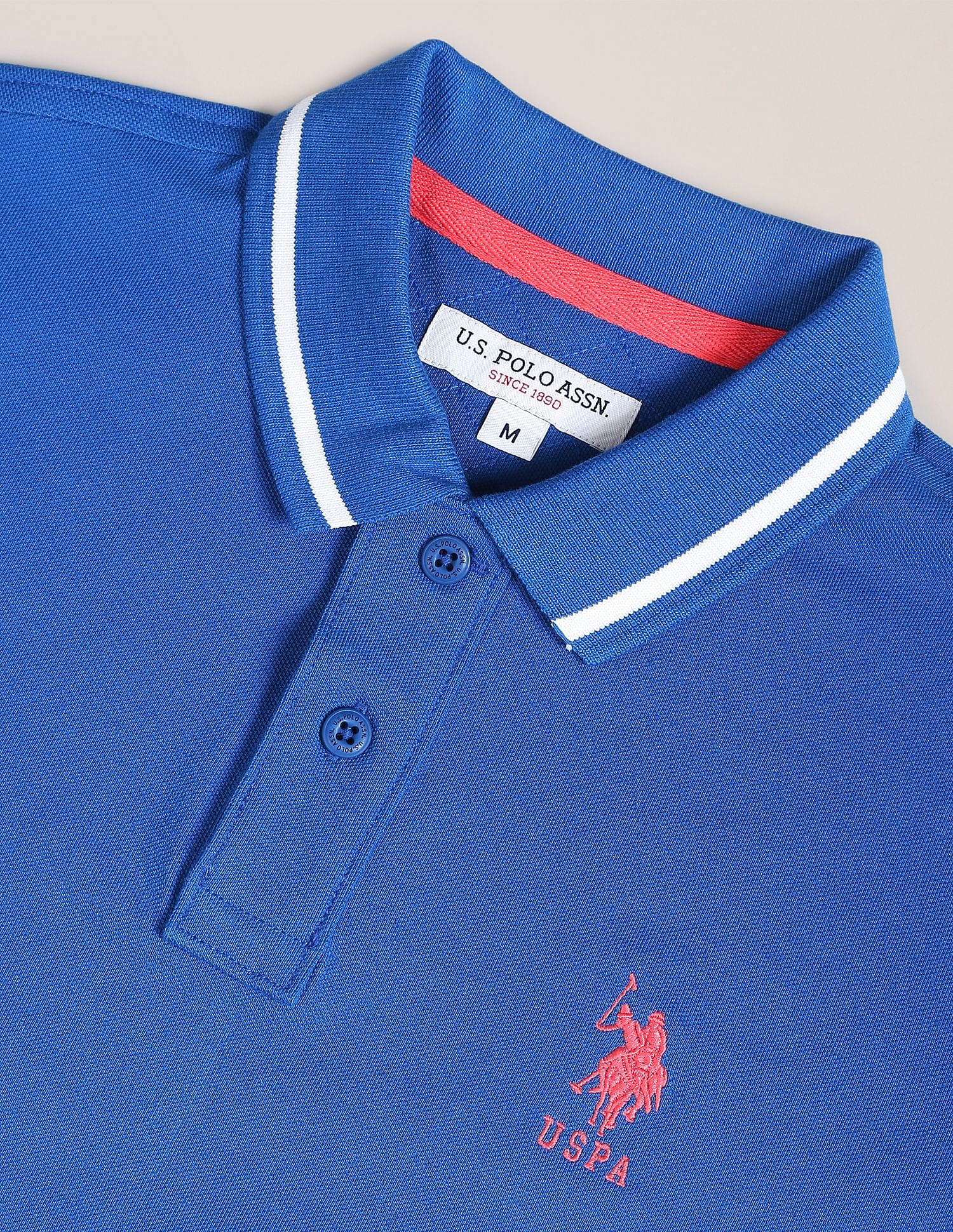 Striped Collar Pique Polo Shirt - Image 2
