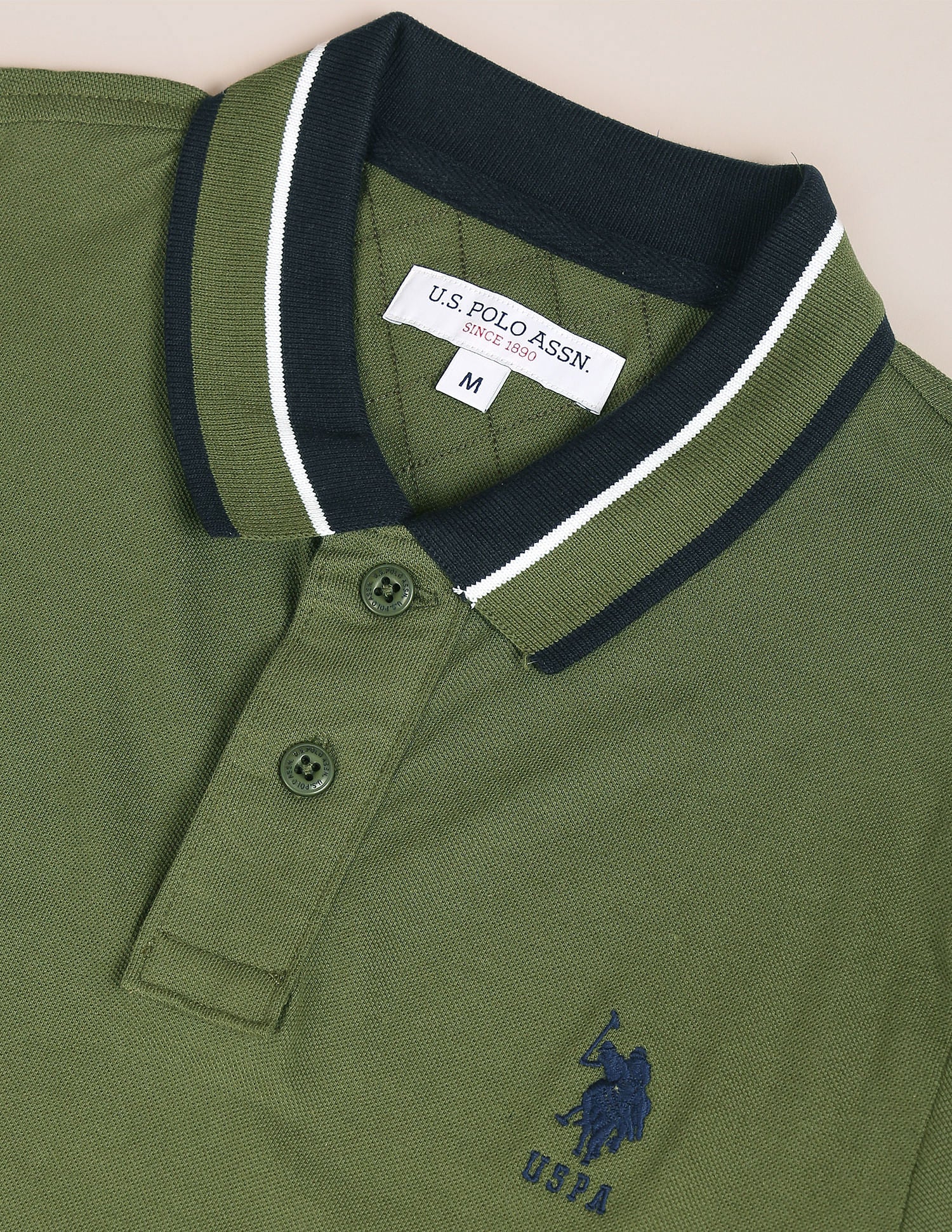 Striped Collar Slim Fit Polo Shirt - Image 2