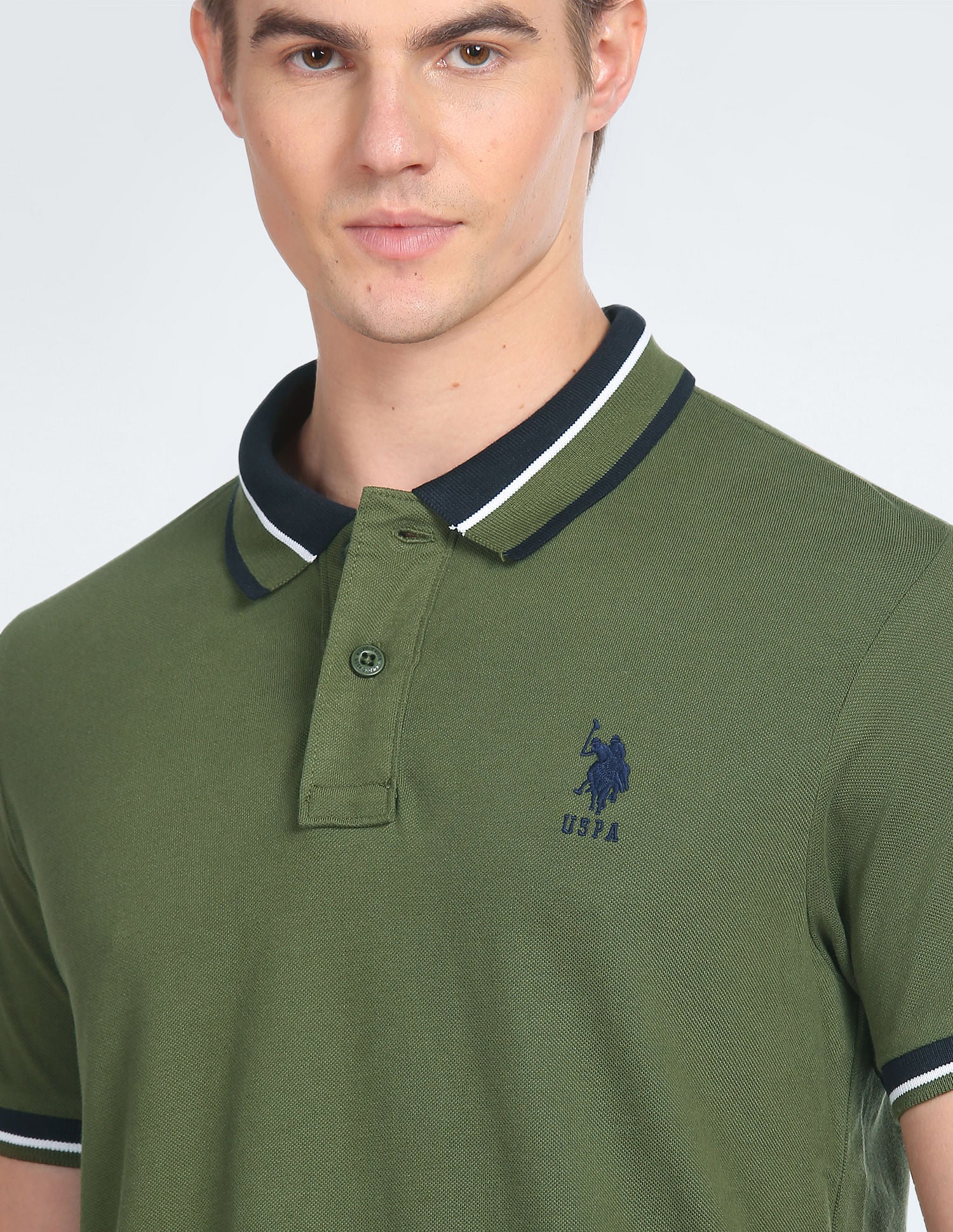 Striped Collar Slim Fit Polo Shirt - Image 7