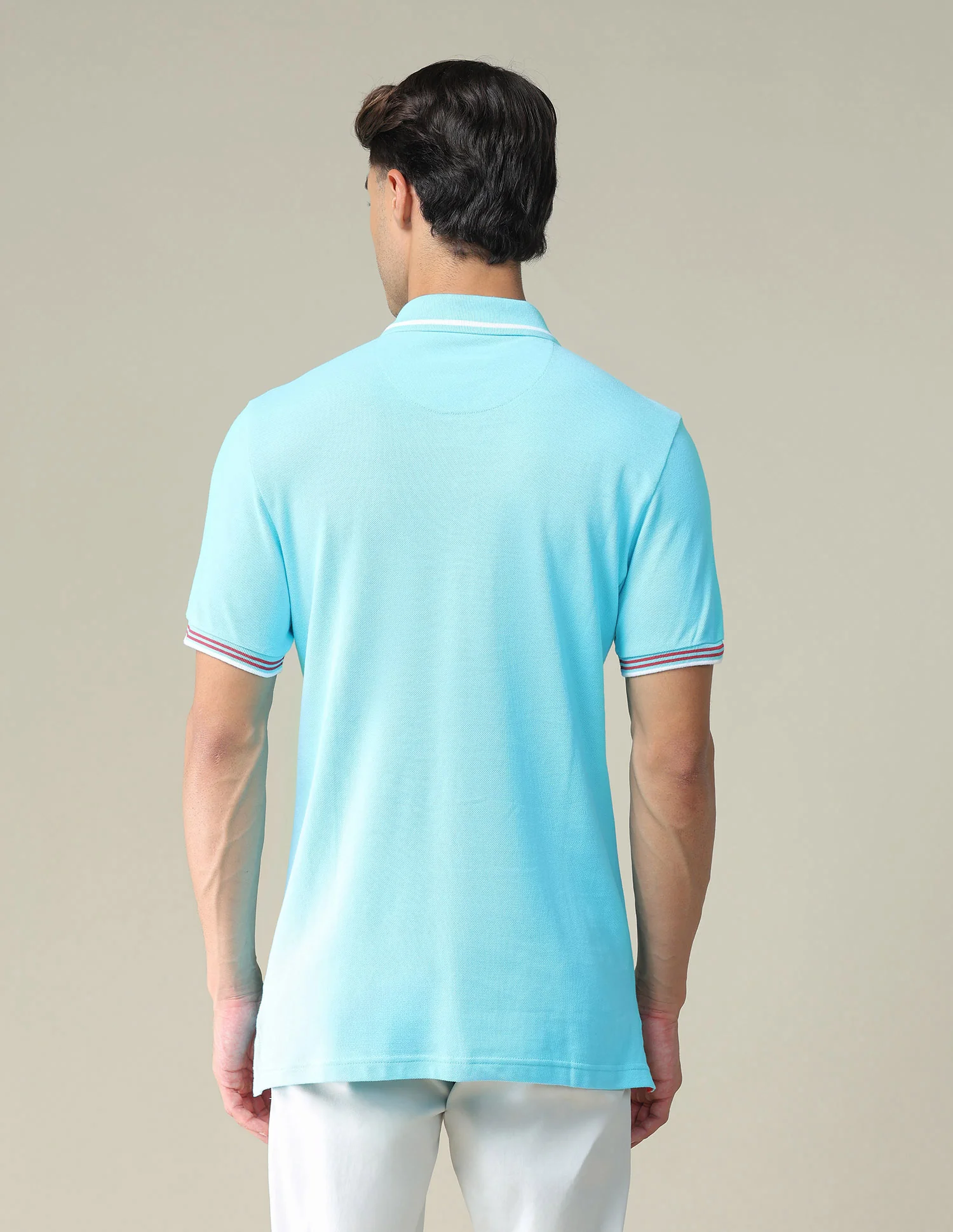 Striped Hem Cotton Polo Shirt - Image 5