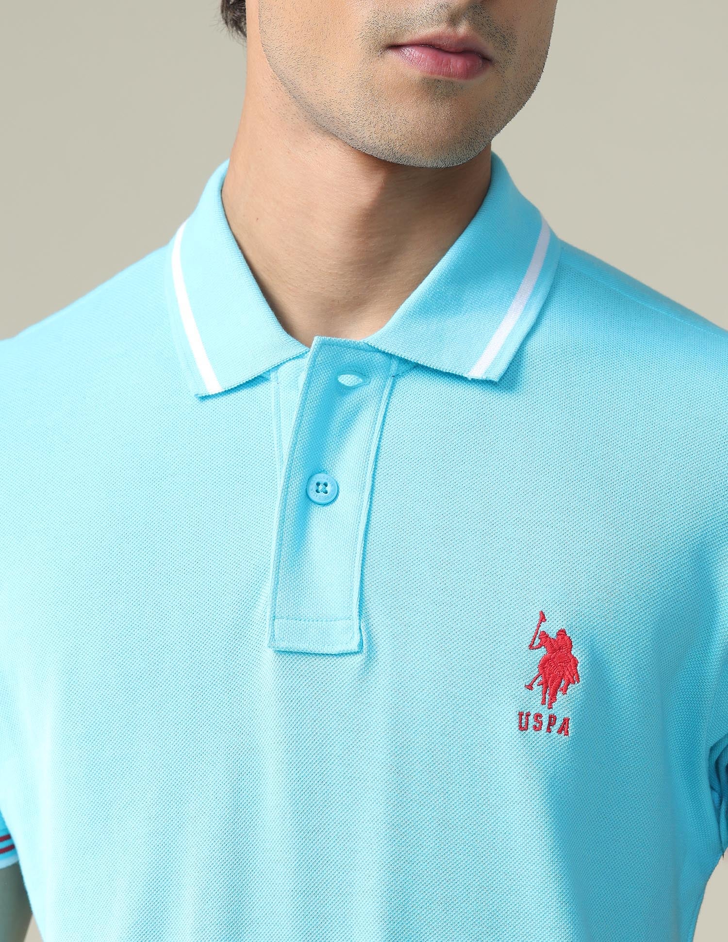 Striped Hem Cotton Polo Shirt - Image 7