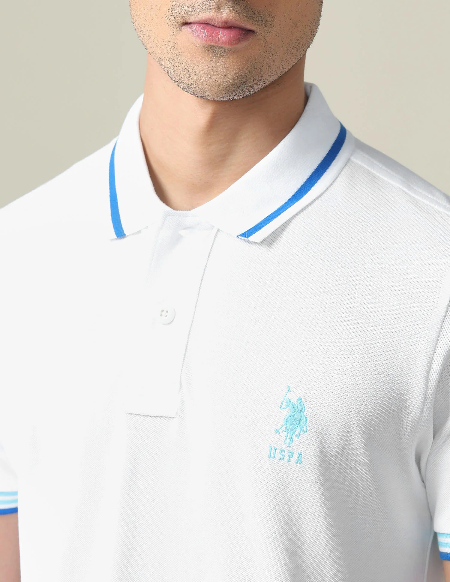 Striped Hem Cotton Polo Shirt - Image 7