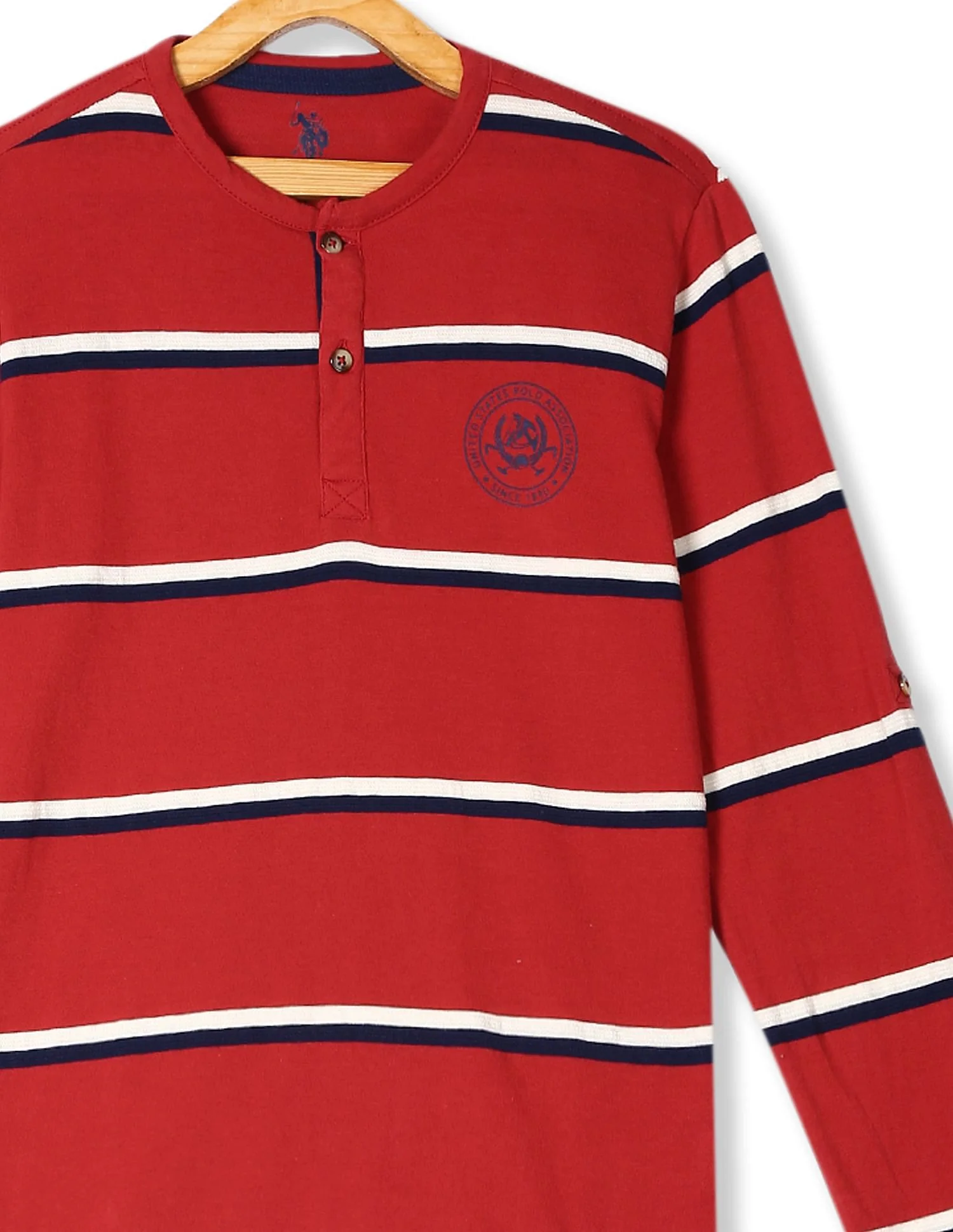 Striped Long Sleeve Henley T-Shirt - Image 3