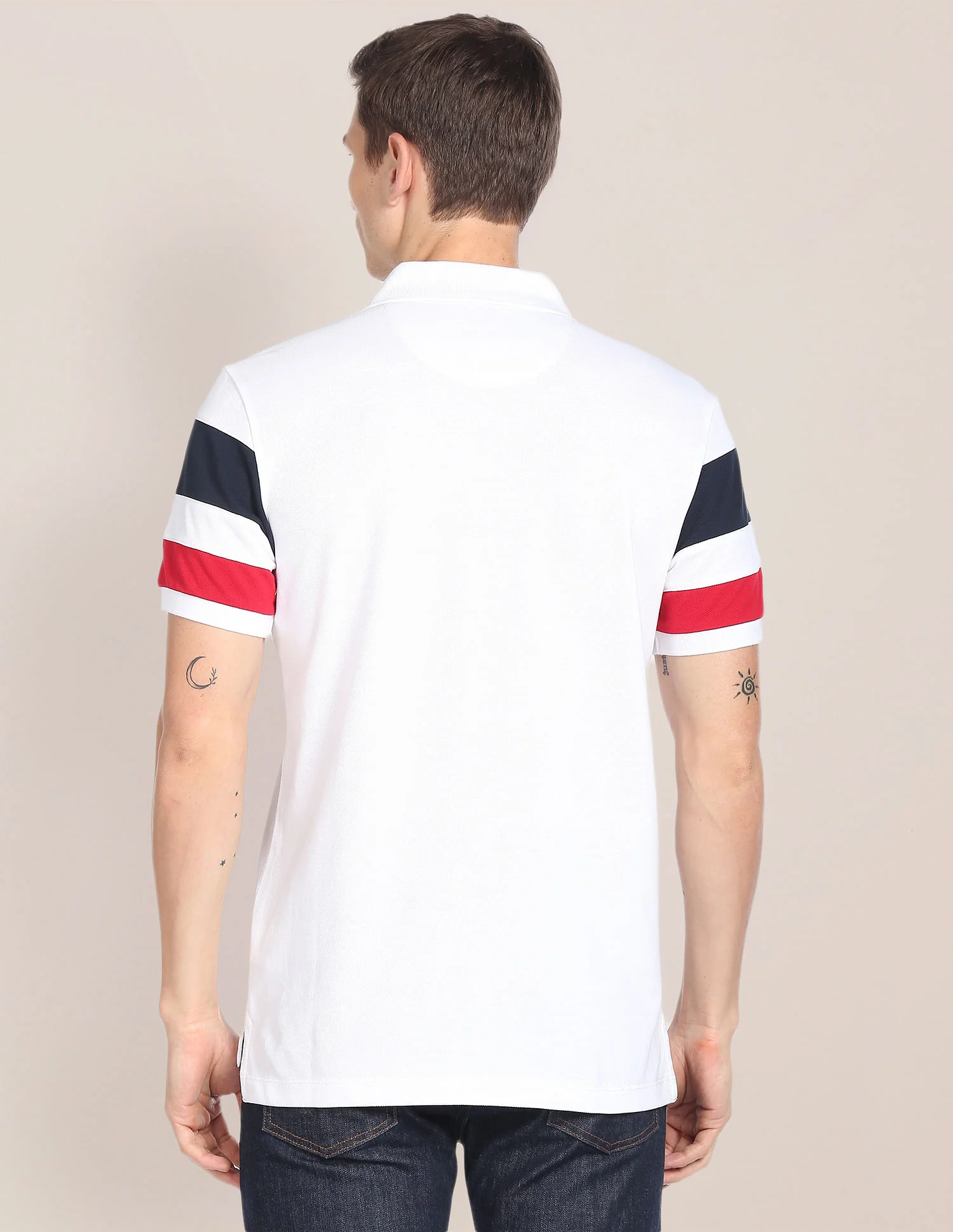 Striped Sleeve Cotton Polo Shirt - Image 5