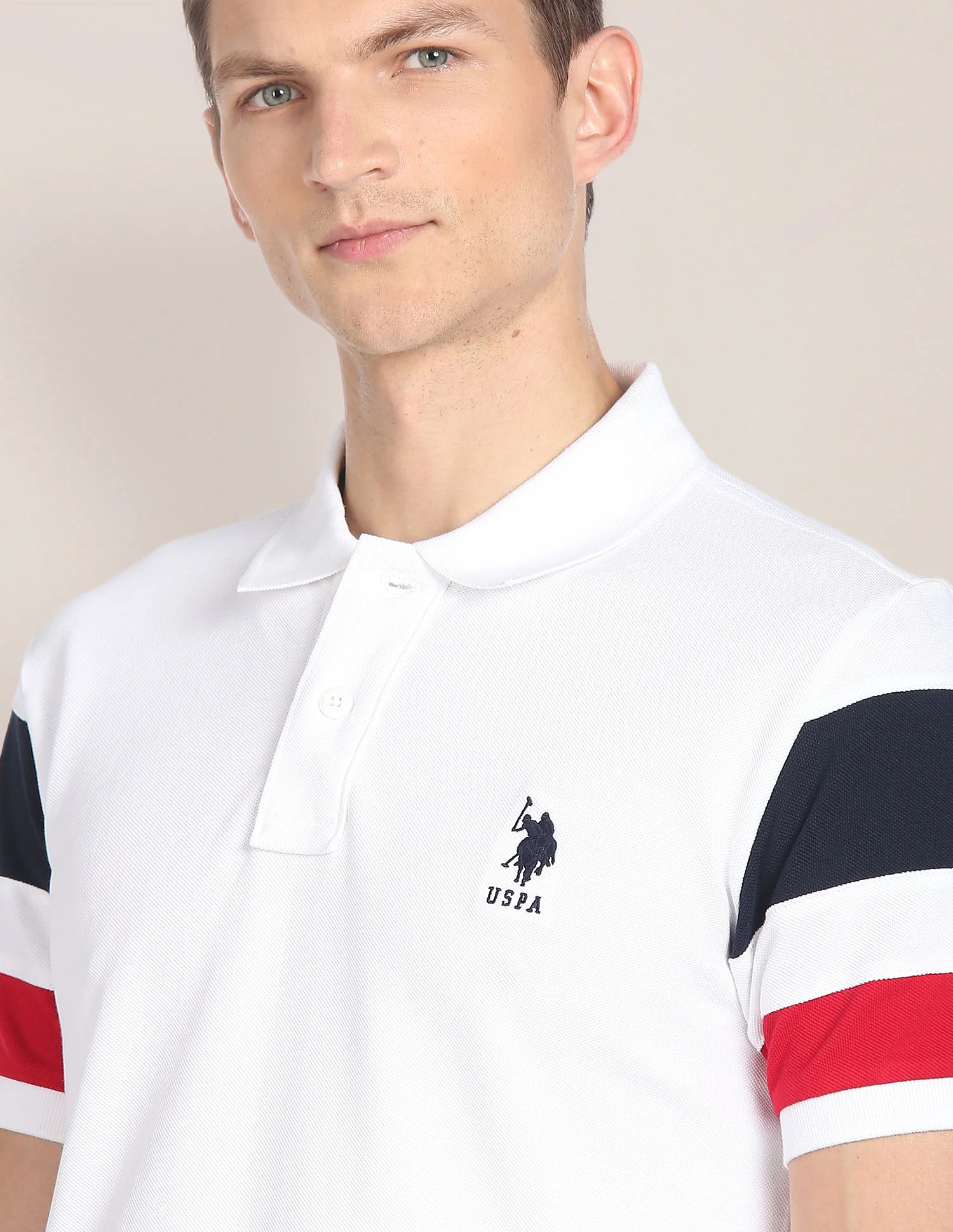 Striped Sleeve Cotton Polo Shirt - Image 7